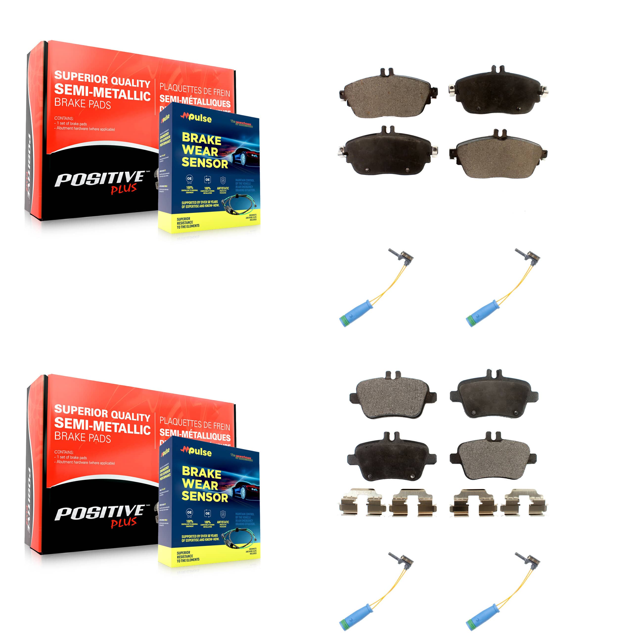 Positive Plus - KPW-100405 - Front and Rear Disc Brake Pad Kits