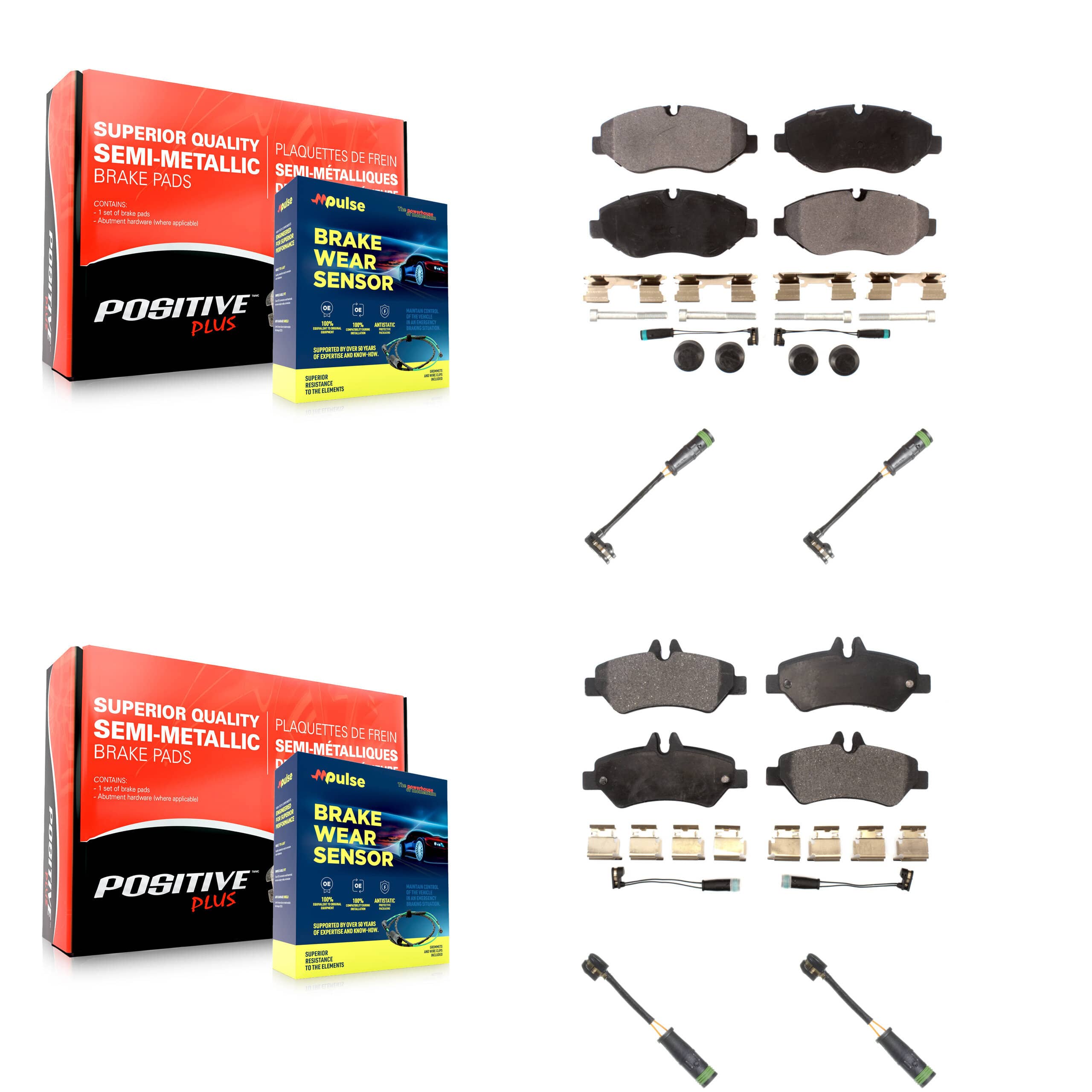 Positive Plus - KPW-101265 - Front and Rear Disc Brake Pad Kits