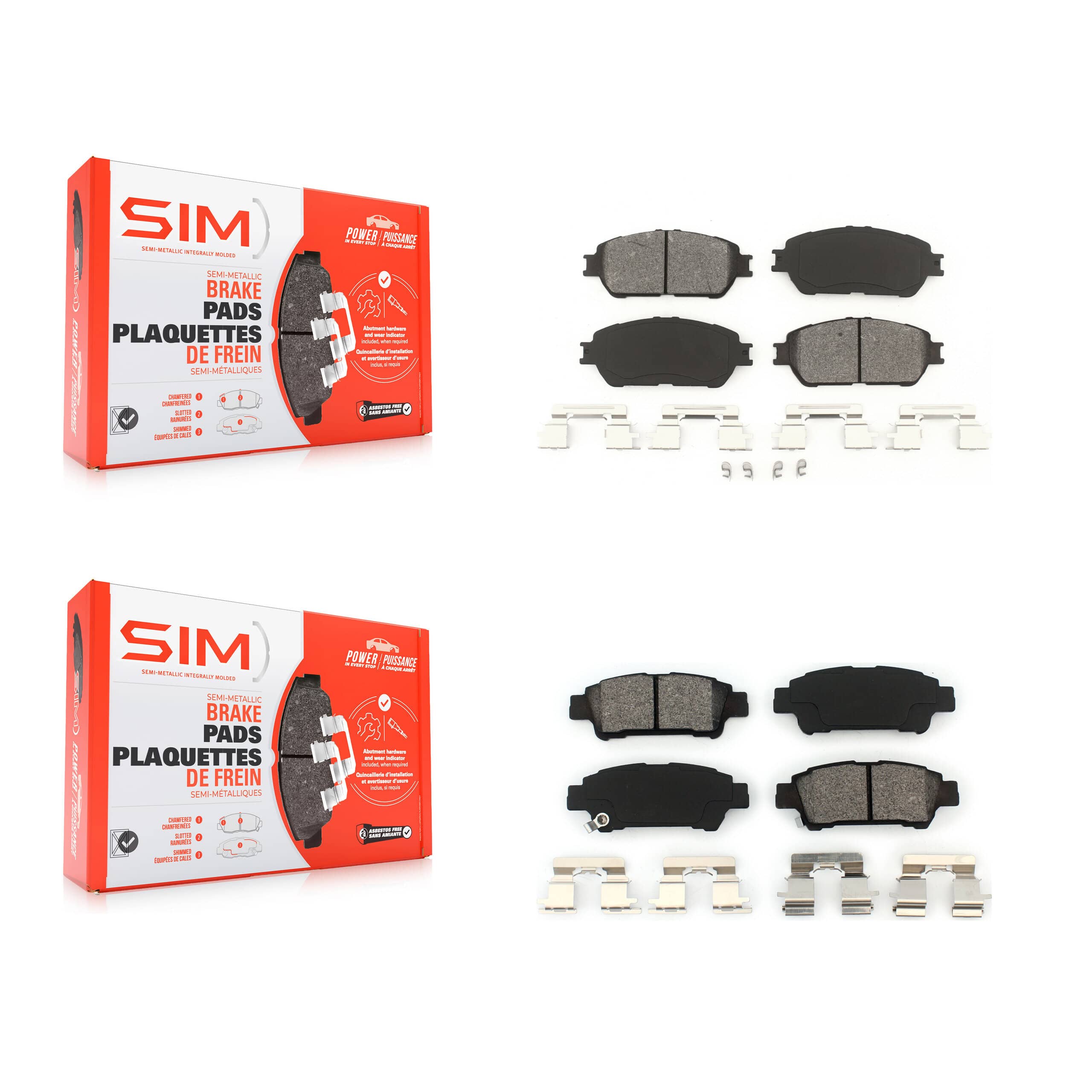 SIM - KSM-100399 - Front and Rear Disc Brake Pad Kits