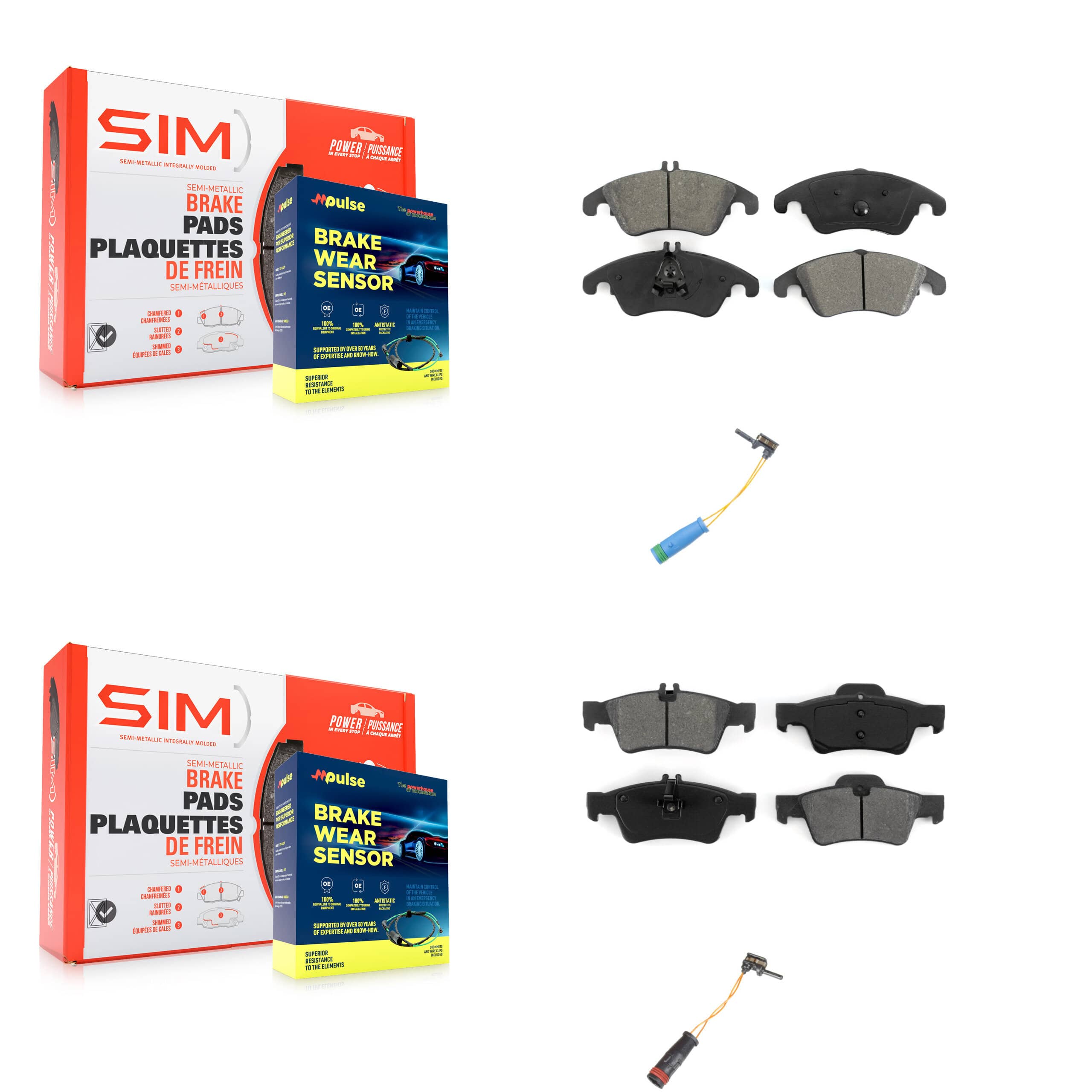 SIM - KSW-100080 - Front and Rear Disc Brake Pad Kits