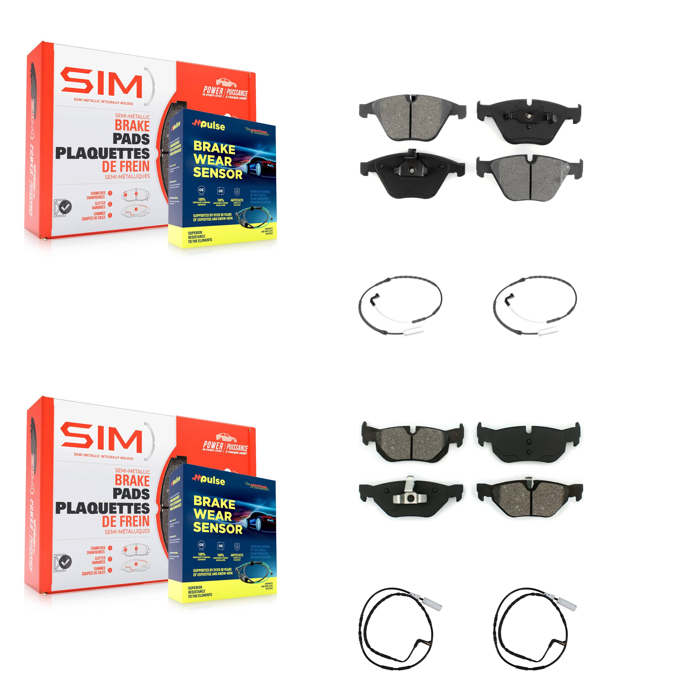 SIM - KSW-100133 - Front and Rear Disc Brake Pad Kits