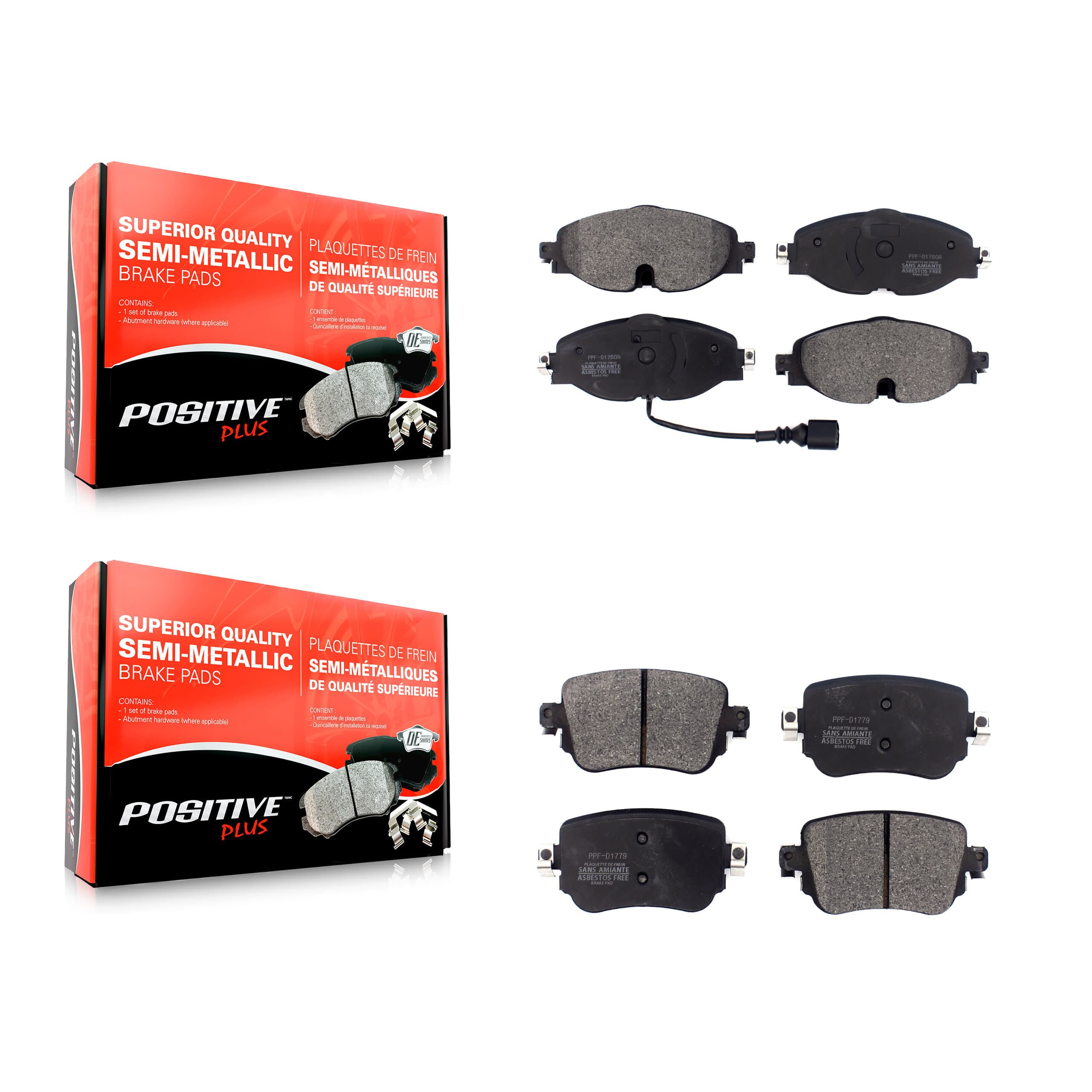 Positive Plus - KPF-100480 - Front and Rear Disc Brake Pad Kits image 1