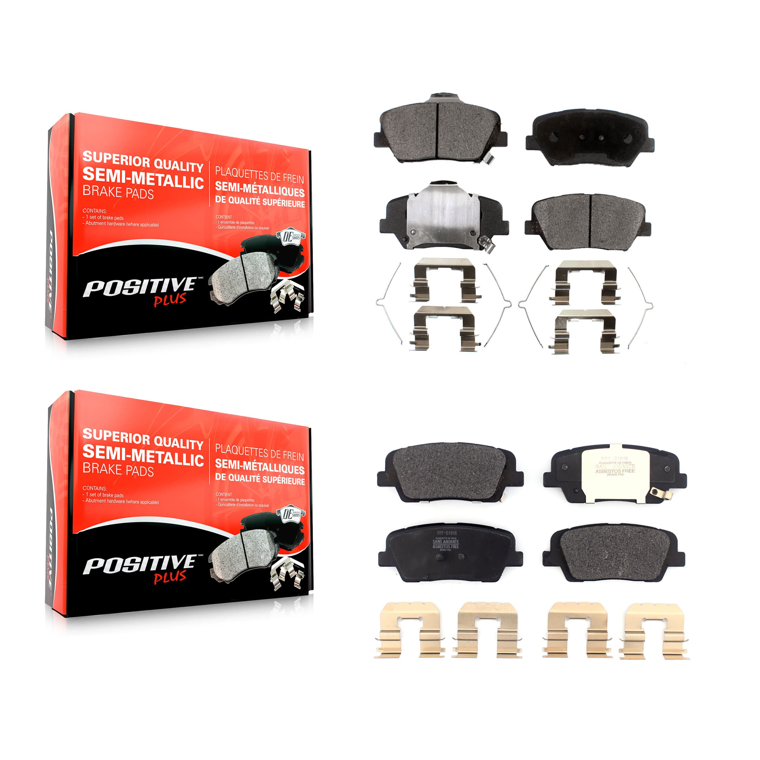 Positive Plus - KPF-100485 - Front and Rear Disc Brake Pad Kits image 1