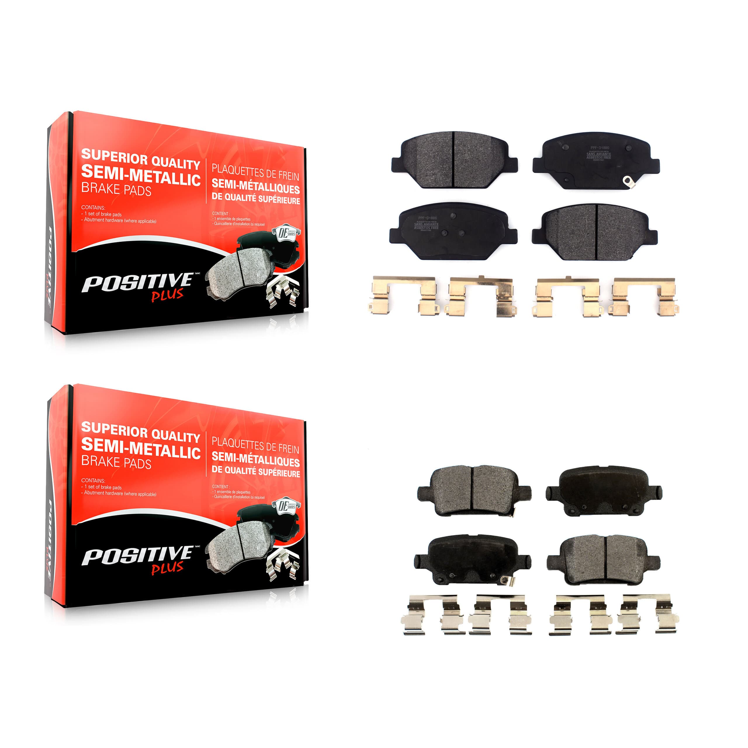 Positive Plus - KPF-100490 - Front and Rear Disc Brake Pad Kits image 1