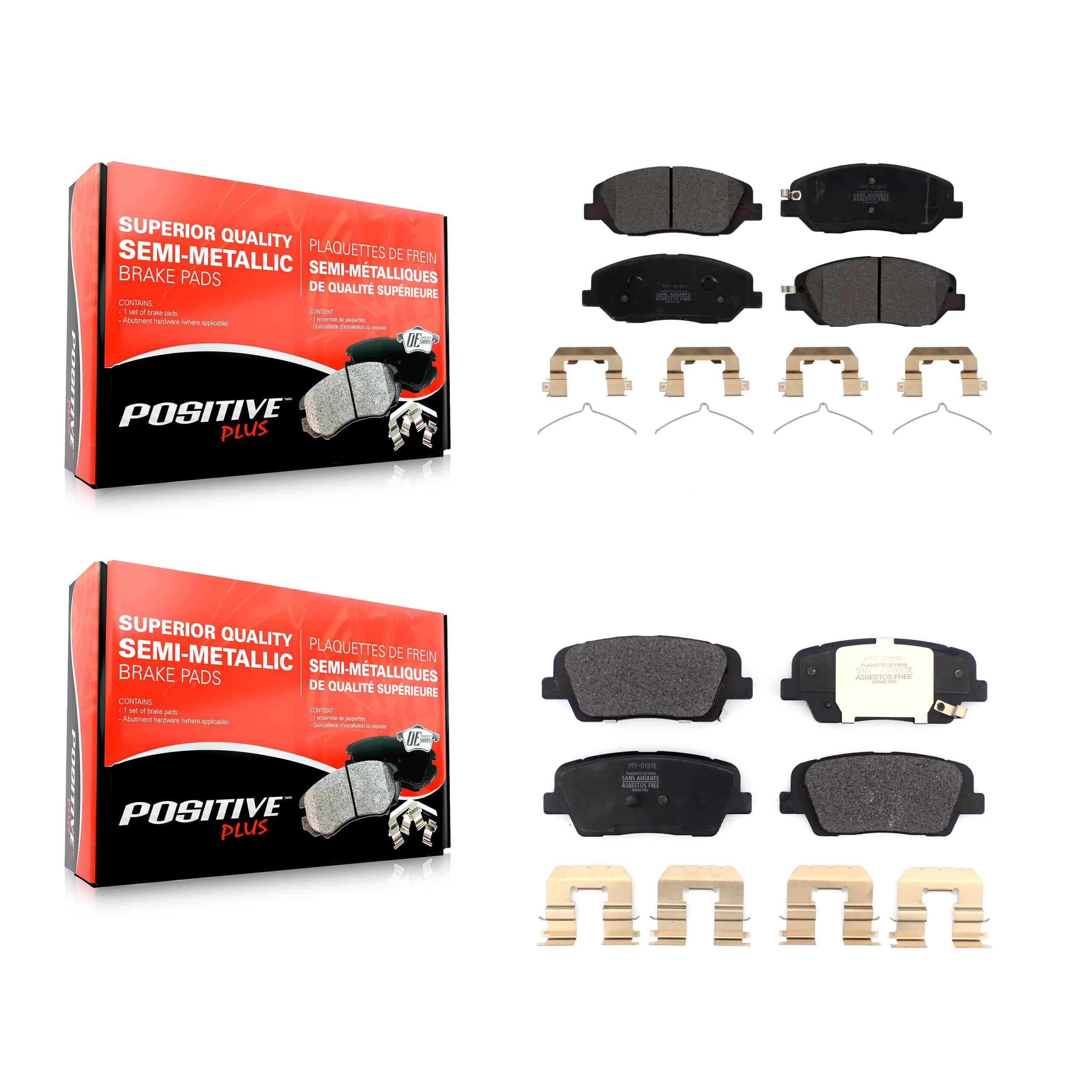 Positive Plus - KPF-100495 - Front and Rear Disc Brake Pad Kits image 1