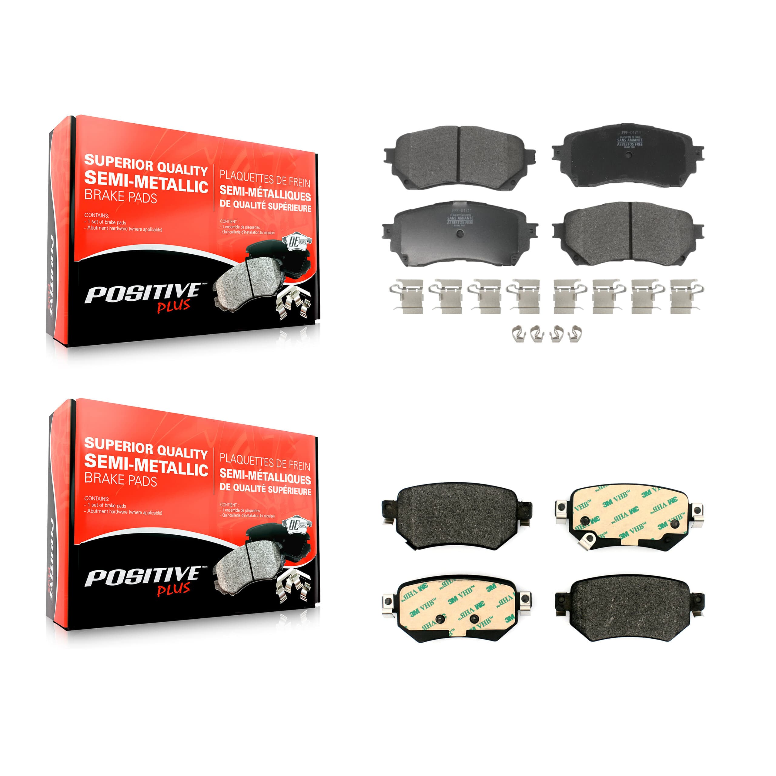 Positive Plus - KPF-100500 - Front and Rear Disc Brake Pad Kits image 1