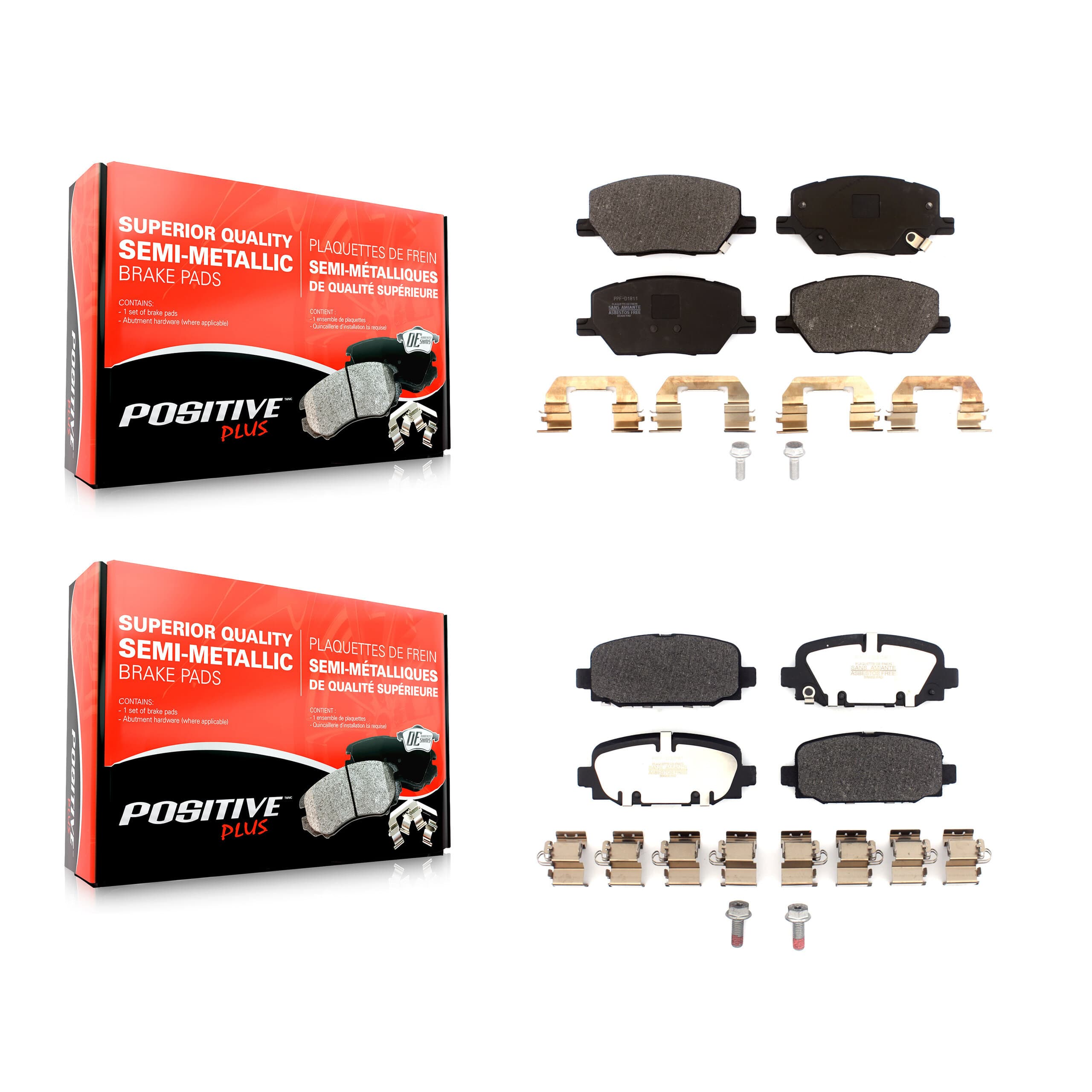 Positive Plus - KPF-100563 - Front and Rear Disc Brake Pad Kits image 1