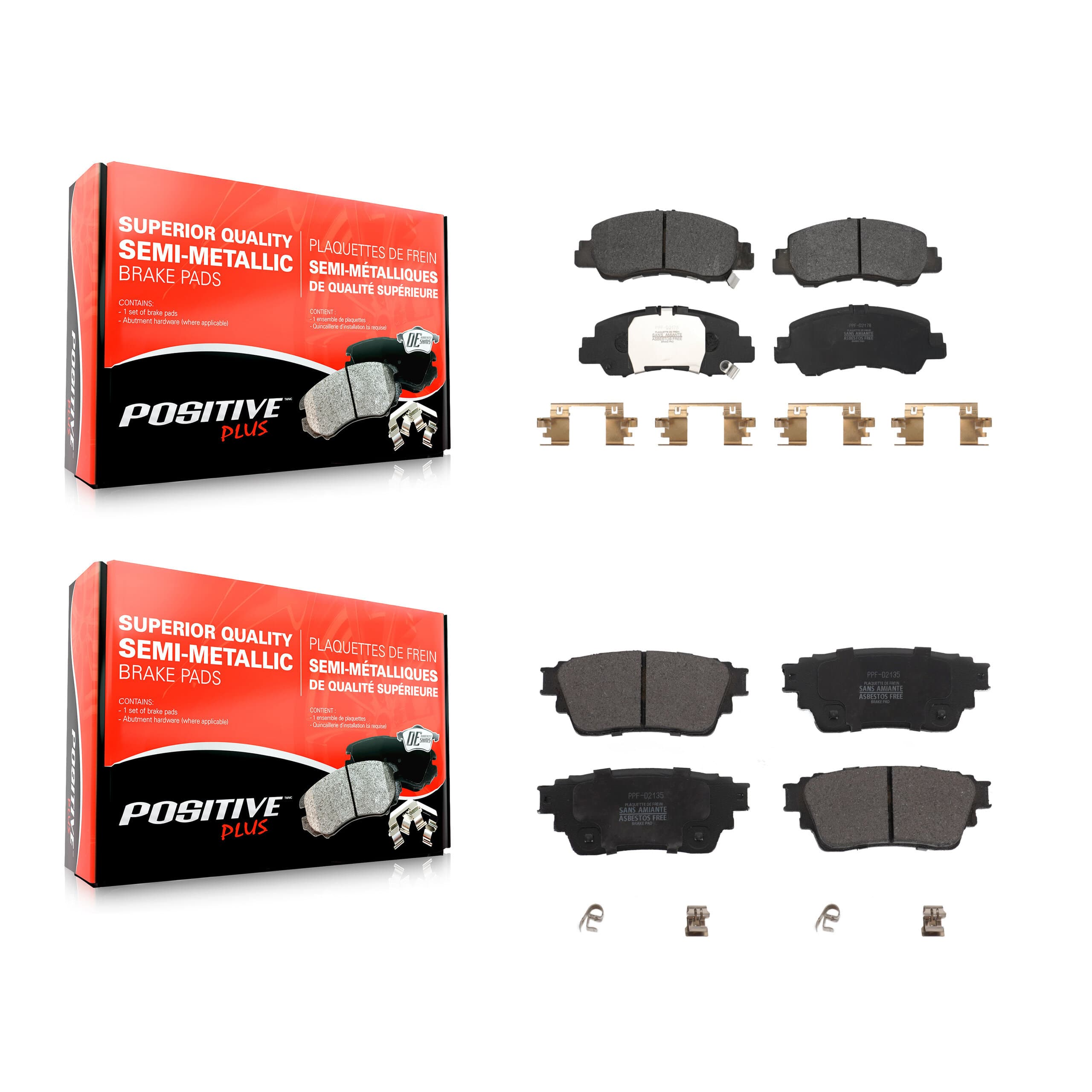 Positive Plus - KPF-100620 - Front and Rear Disc Brake Pad Kits image 1