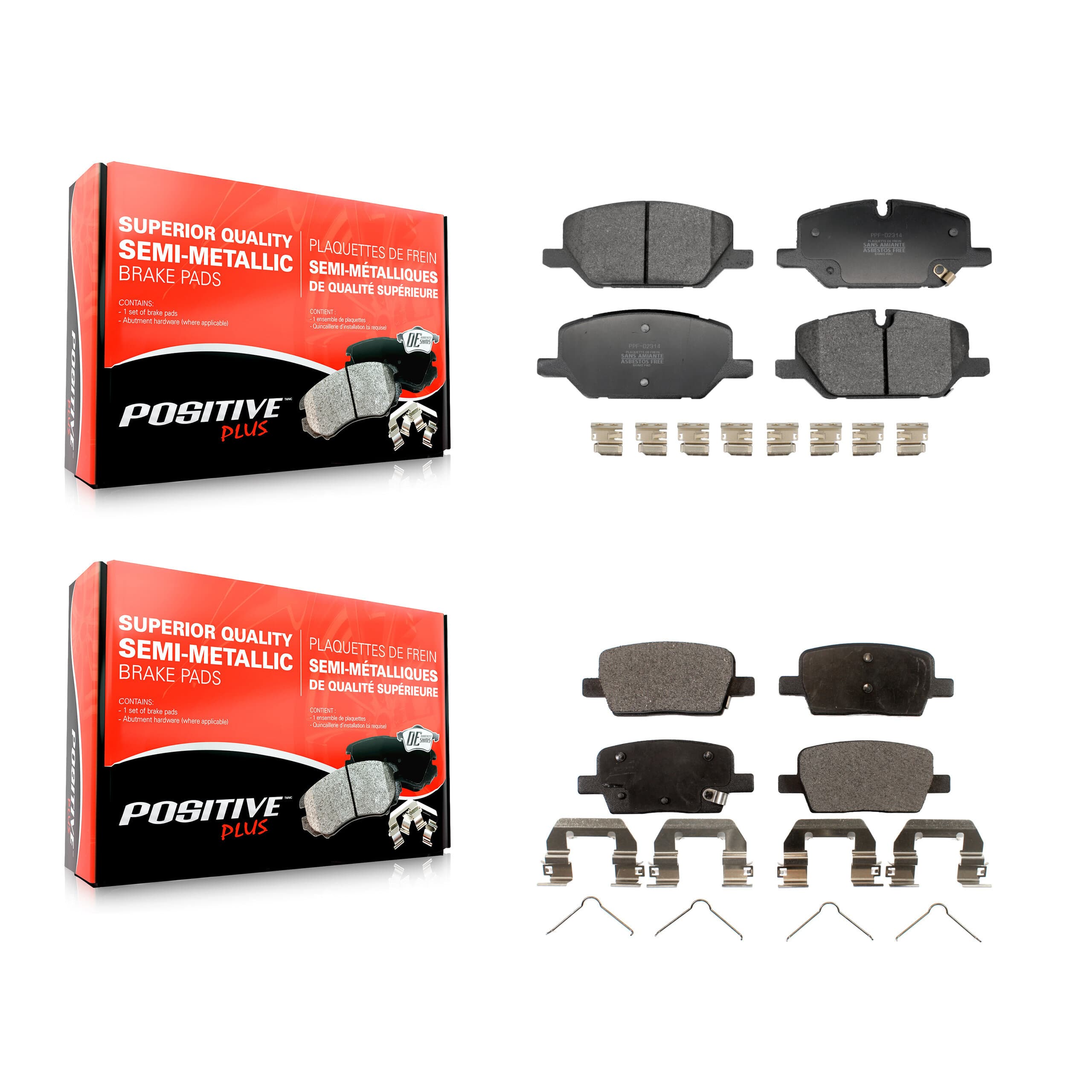 Positive Plus - KPF-100792 - Front and Rear Disc Brake Pad Kits image 1