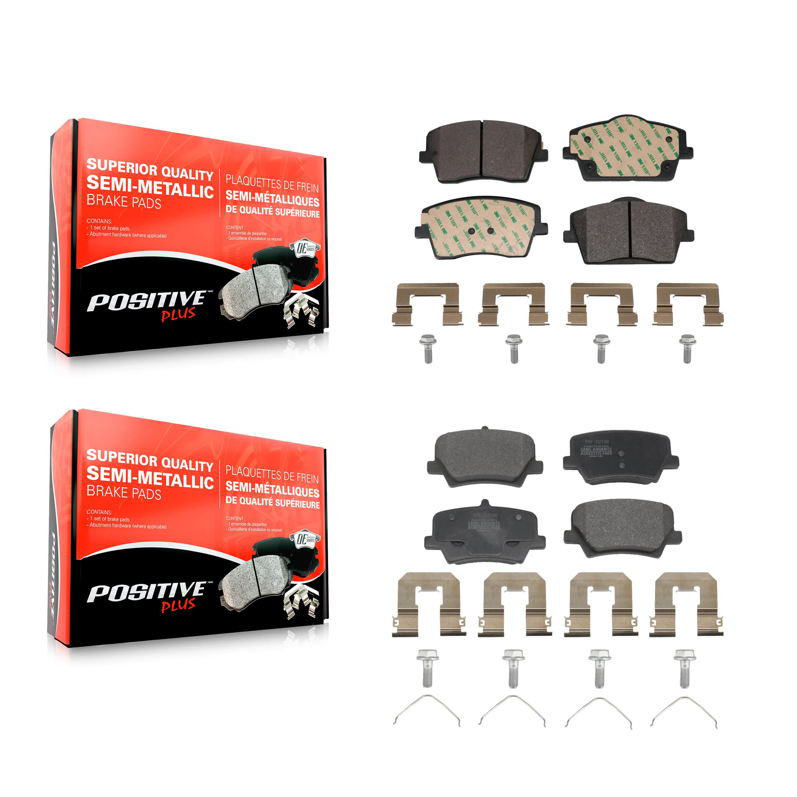 Positive Plus - KPF-100813 - Front and Rear Disc Brake Pad Kits image 1
