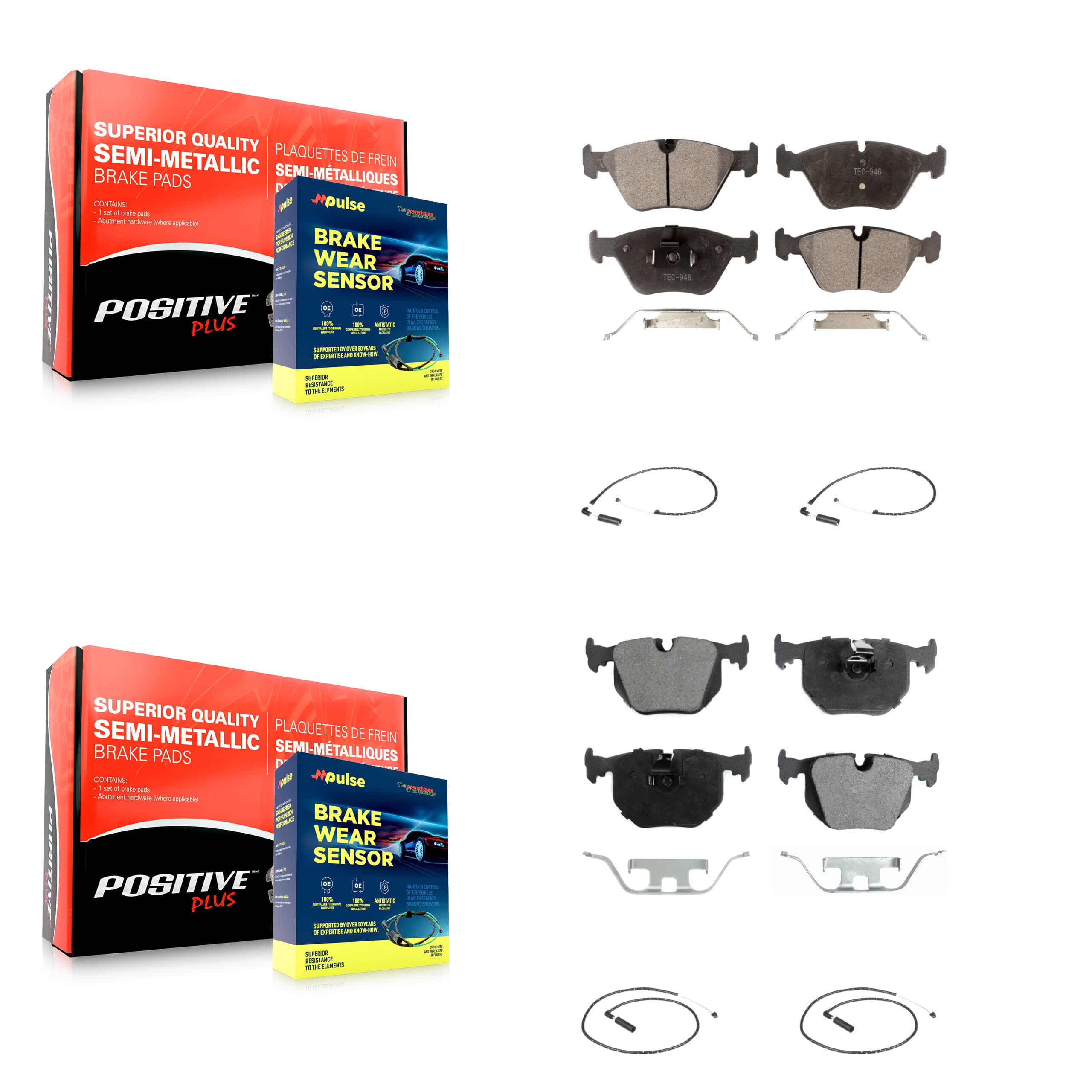 Positive Plus - KPW-100216 - Front and Rear Disc Brake Pad Kits image 1
