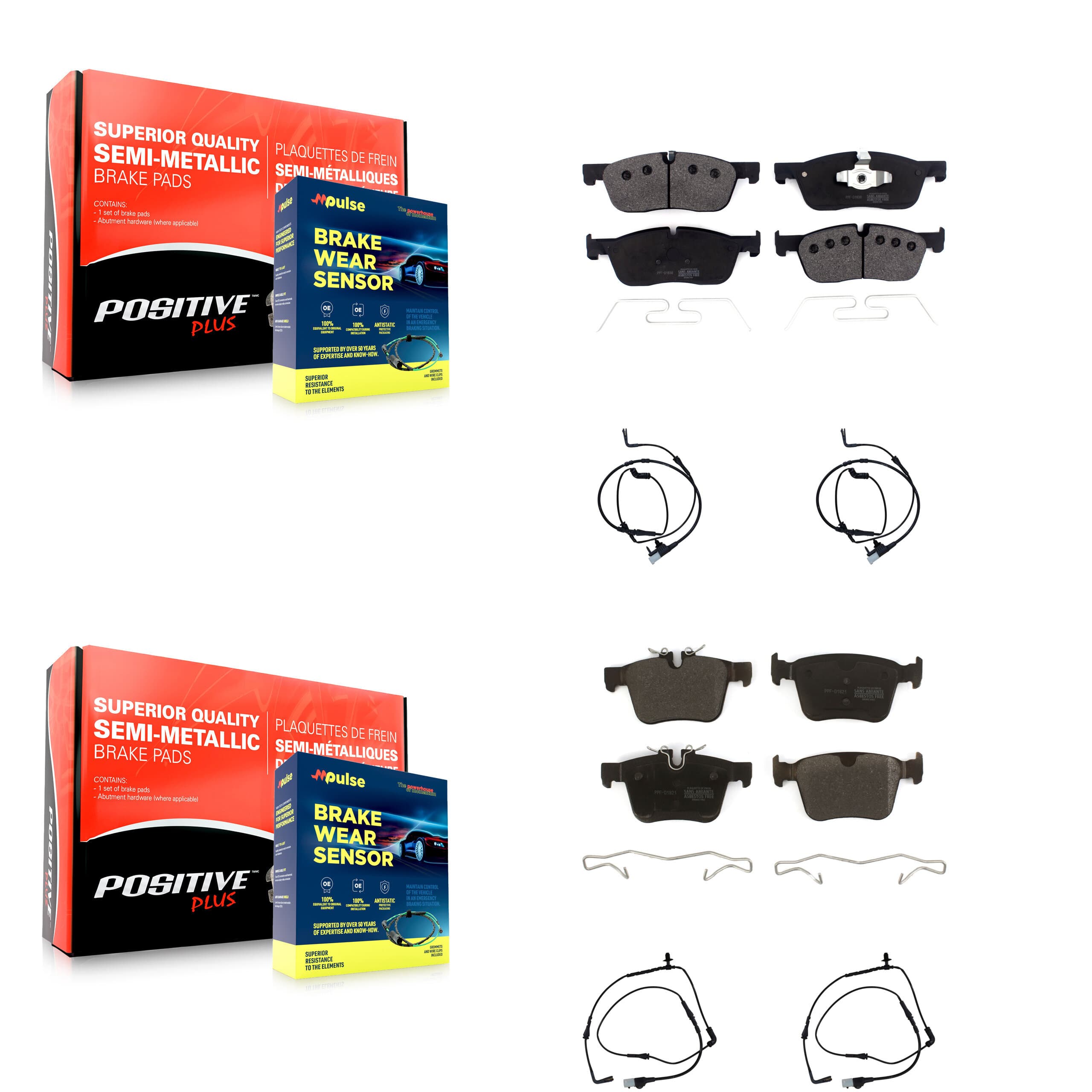 Positive Plus - KPW-100221 - Front and Rear Disc Brake Pad Kits image 1