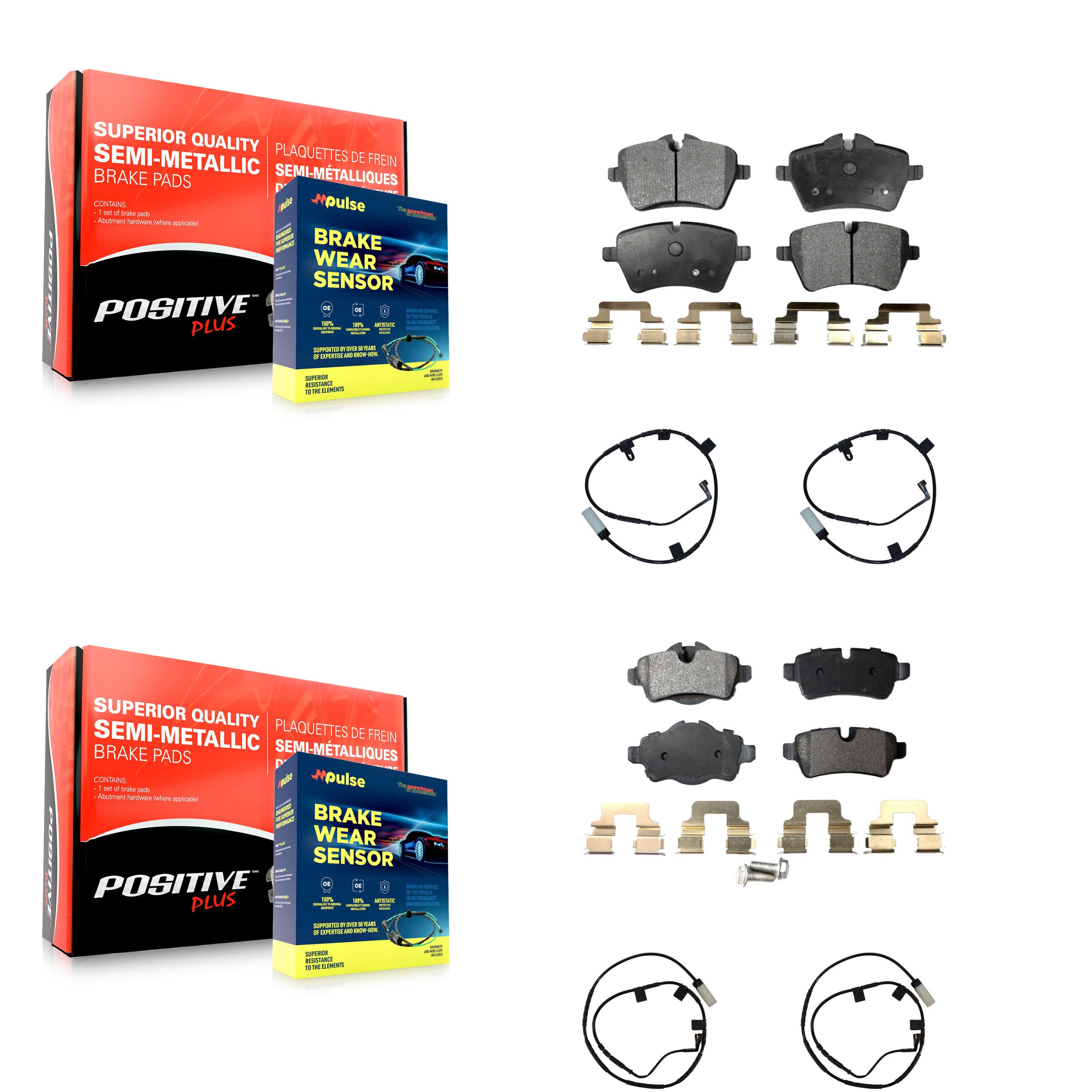 Positive Plus - KPW-100226 - Front and Rear Disc Brake Pad Kits image 1