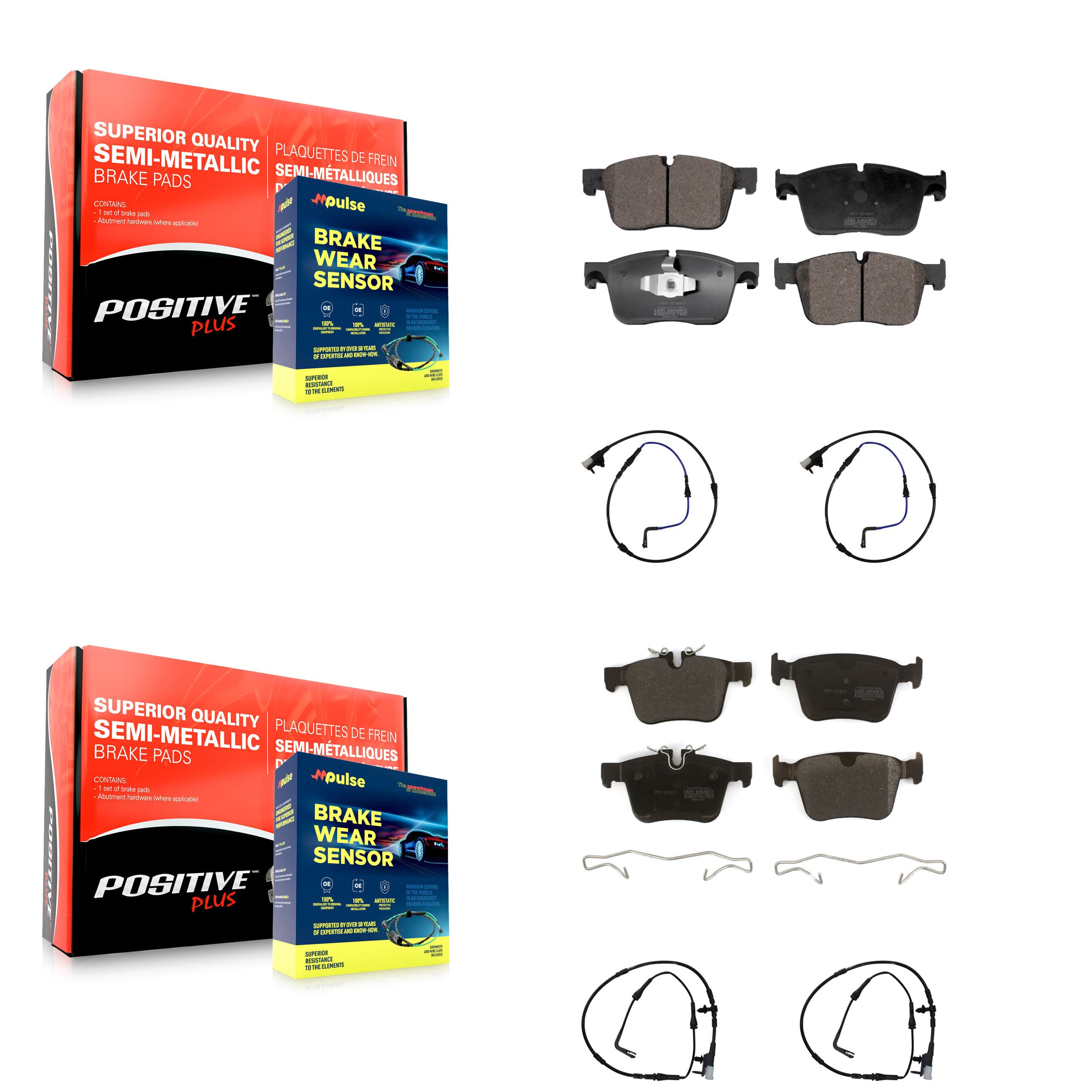 Positive Plus - KPW-100256 - Front and Rear Disc Brake Pad Kits image 1