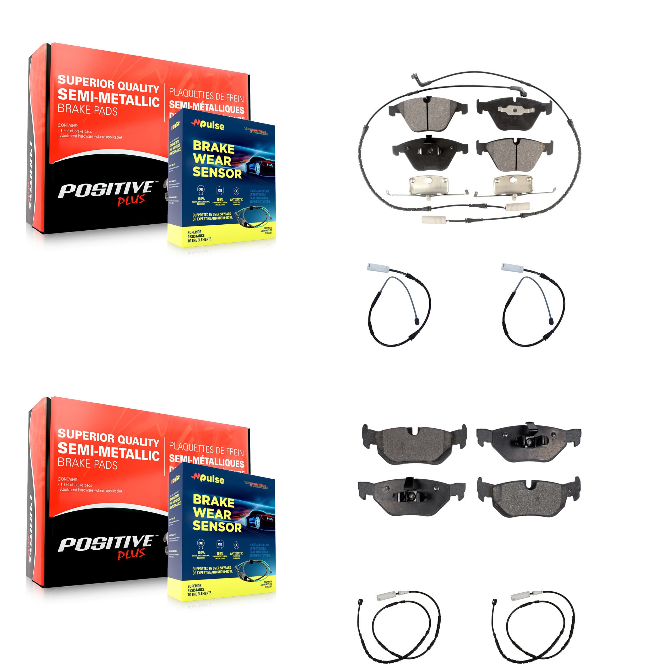 Positive Plus - KPW-100304 - Front and Rear Disc Brake Pad Kits image 1
