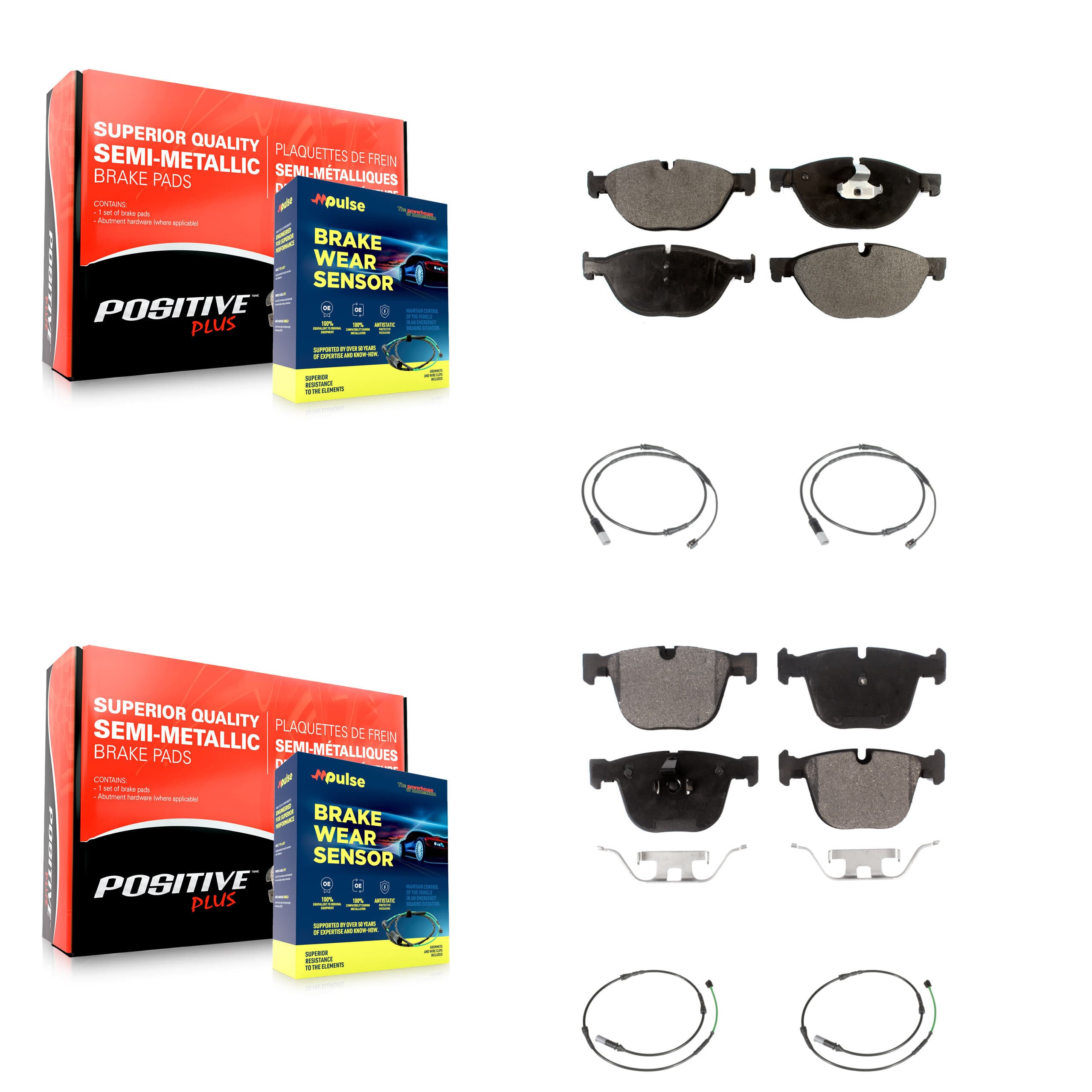 Positive Plus - KPW-100344 - Front and Rear Disc Brake Pad Kits image 1