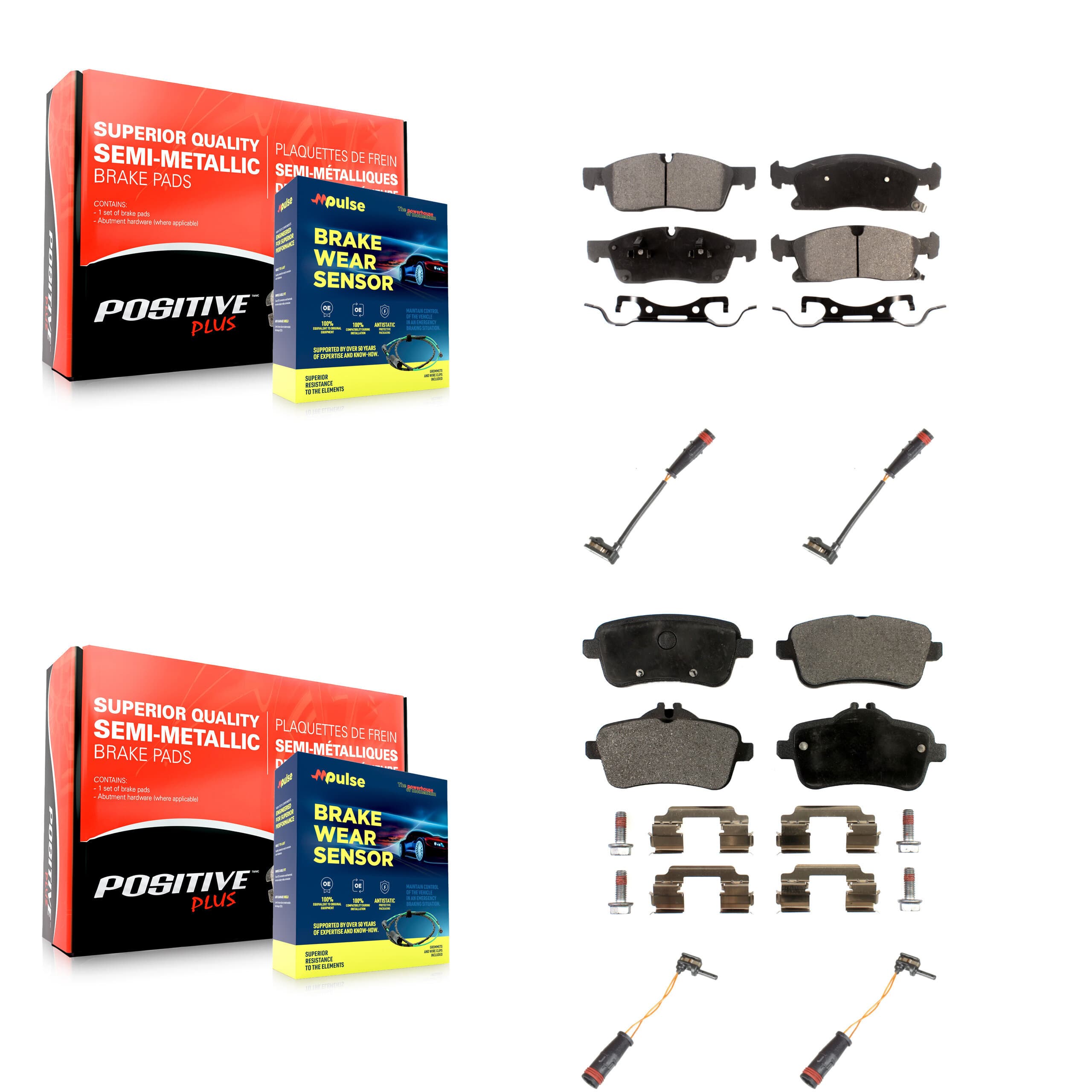Positive Plus - KPW-100349 - Front and Rear Disc Brake Pad Kits image 1
