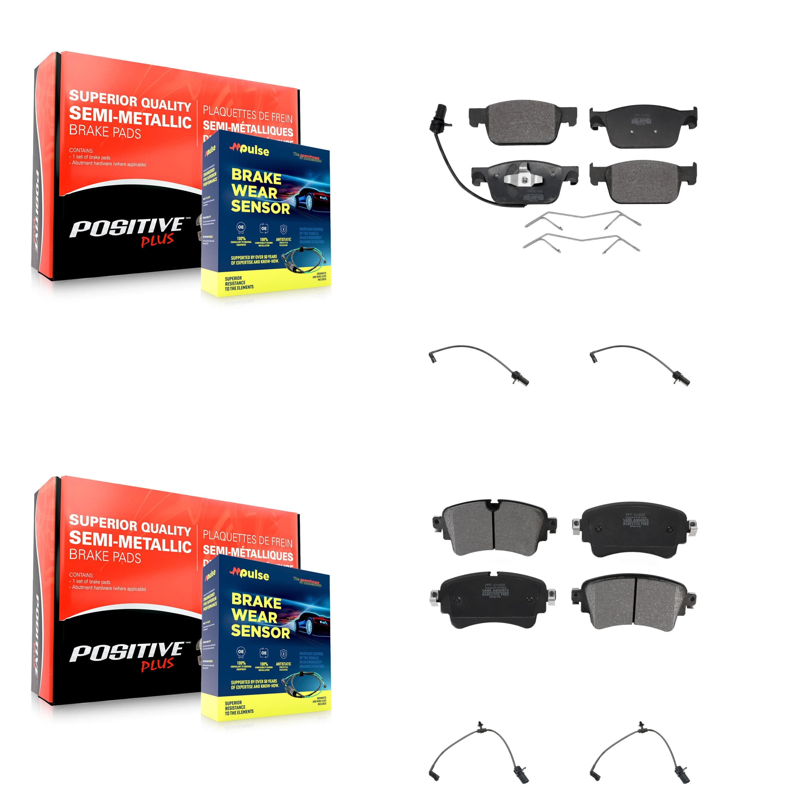 Positive Plus - KPW-100369 - Front and Rear Disc Brake Pad Kits image 1