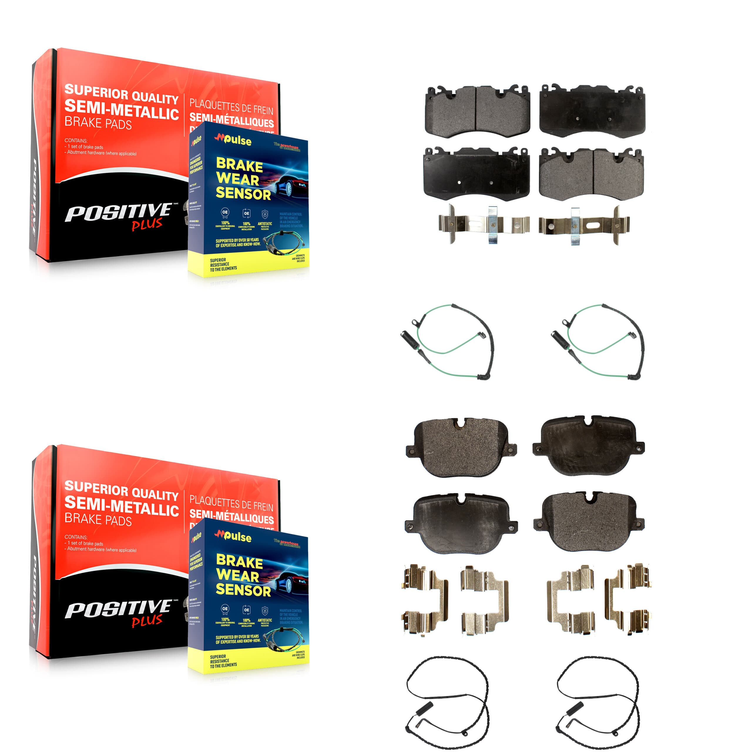 Positive Plus - KPW-100390 - Front and Rear Disc Brake Pad Kits image 1