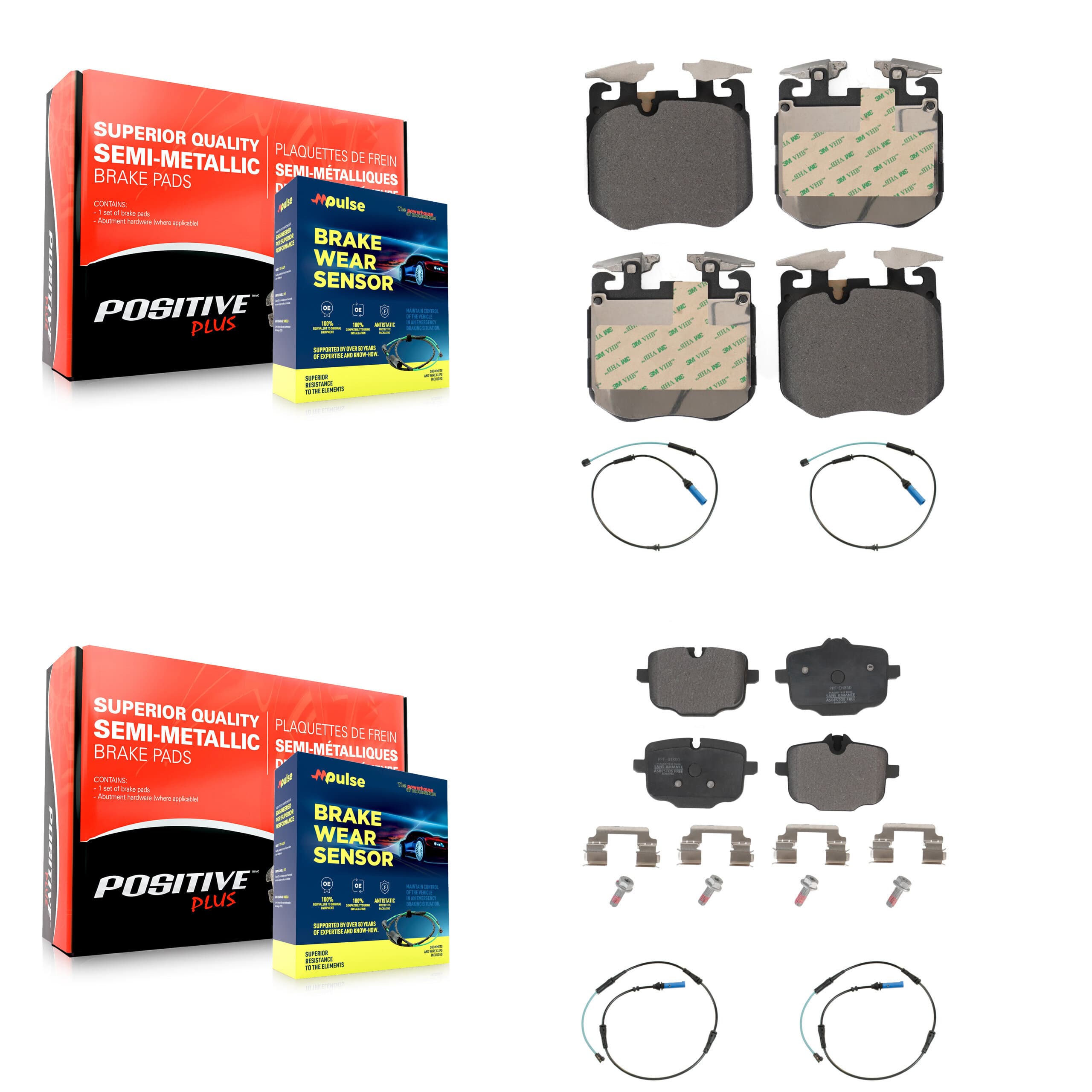 Positive Plus - KPW-100395 - Front and Rear Disc Brake Pad Kits image 1