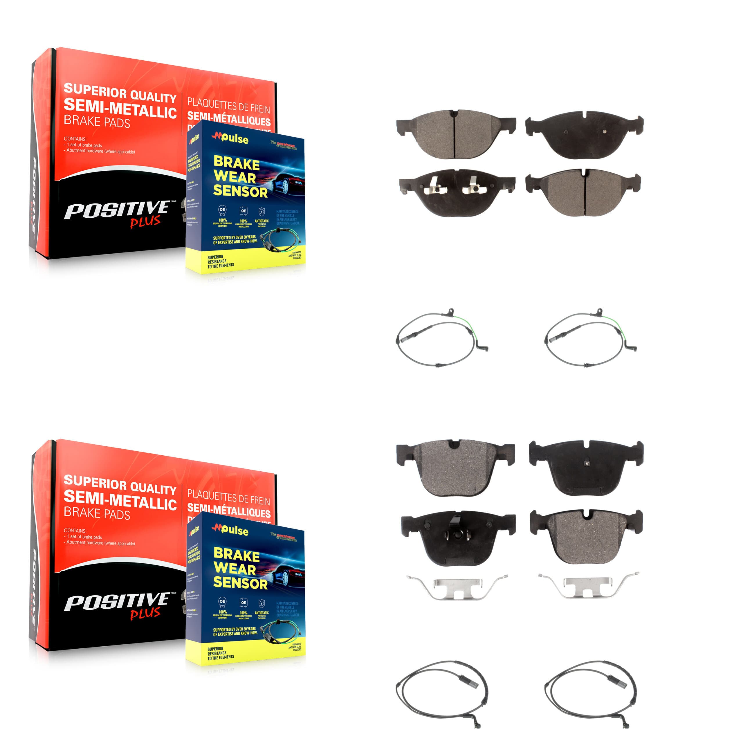 Positive Plus - KPW-100401 - Front and Rear Disc Brake Pad Kits image 1