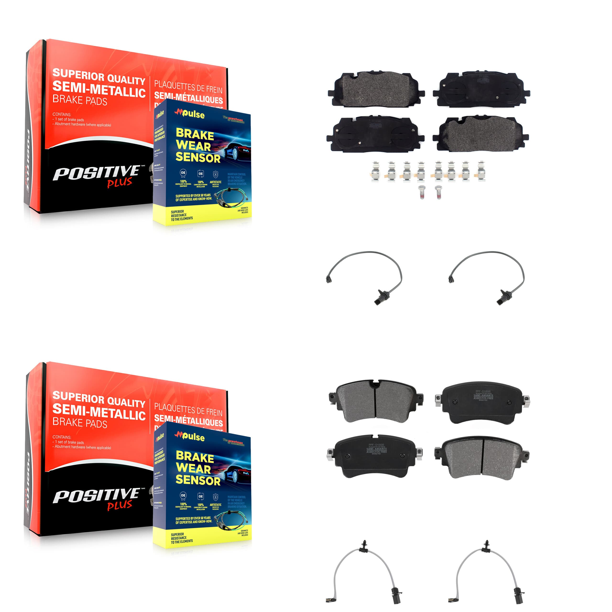 Positive Plus - KPW-101358 - Front and Rear Disc Brake Pad Kits image 1