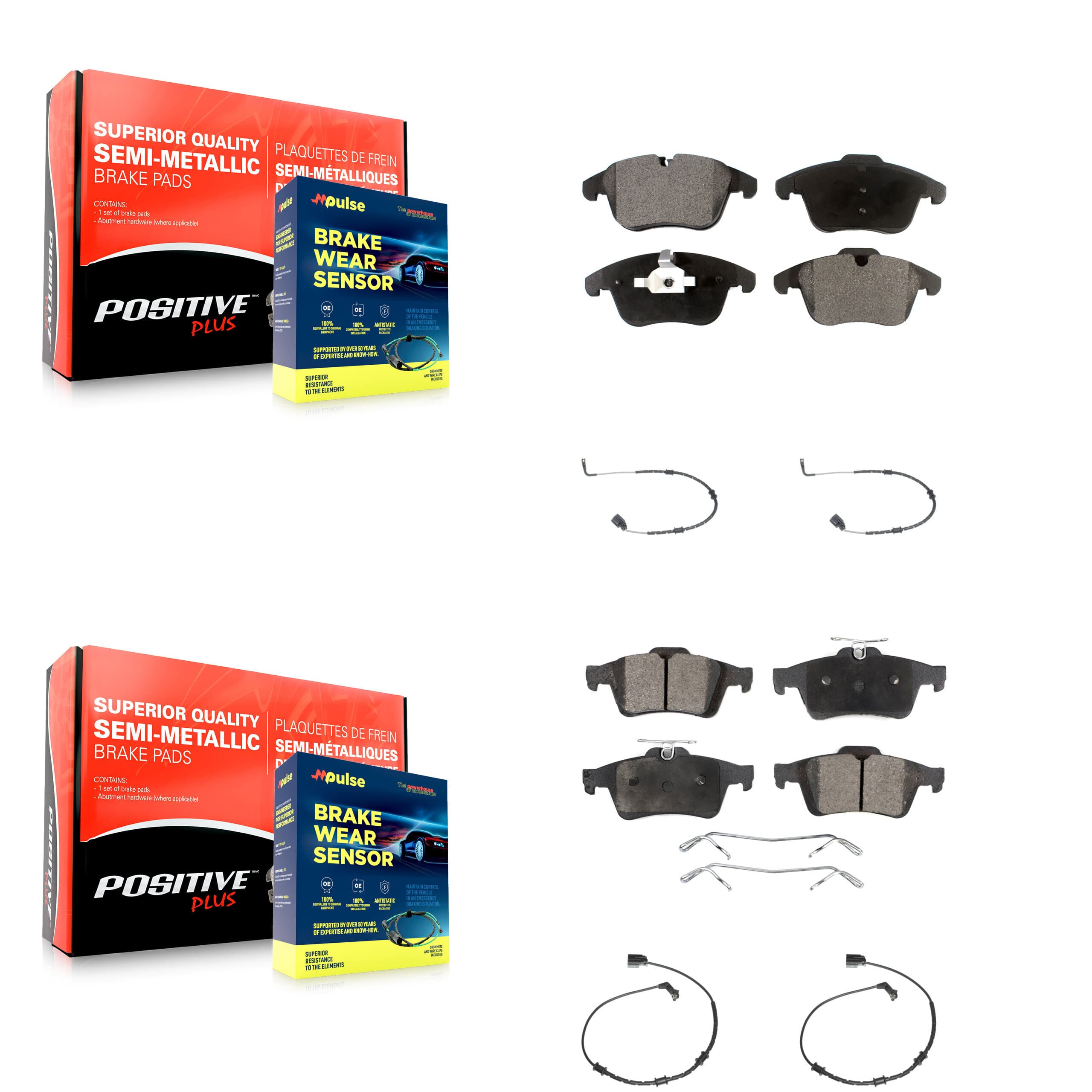 Positive Plus - KPW-101524 - Front and Rear Disc Brake Pad Kits image 1