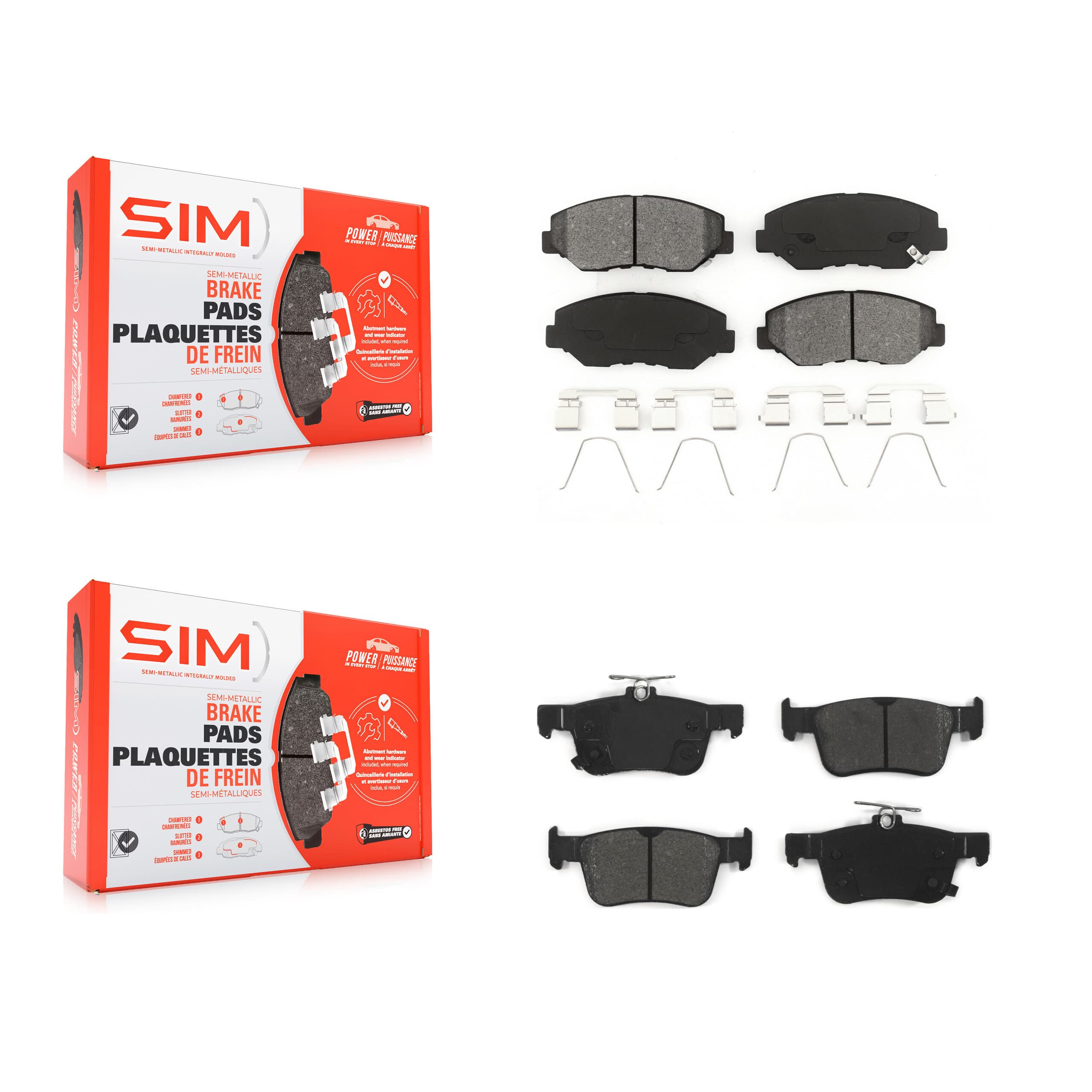 SIM - KSM-100407 - Front and Rear Disc Brake Pad Kits image 1