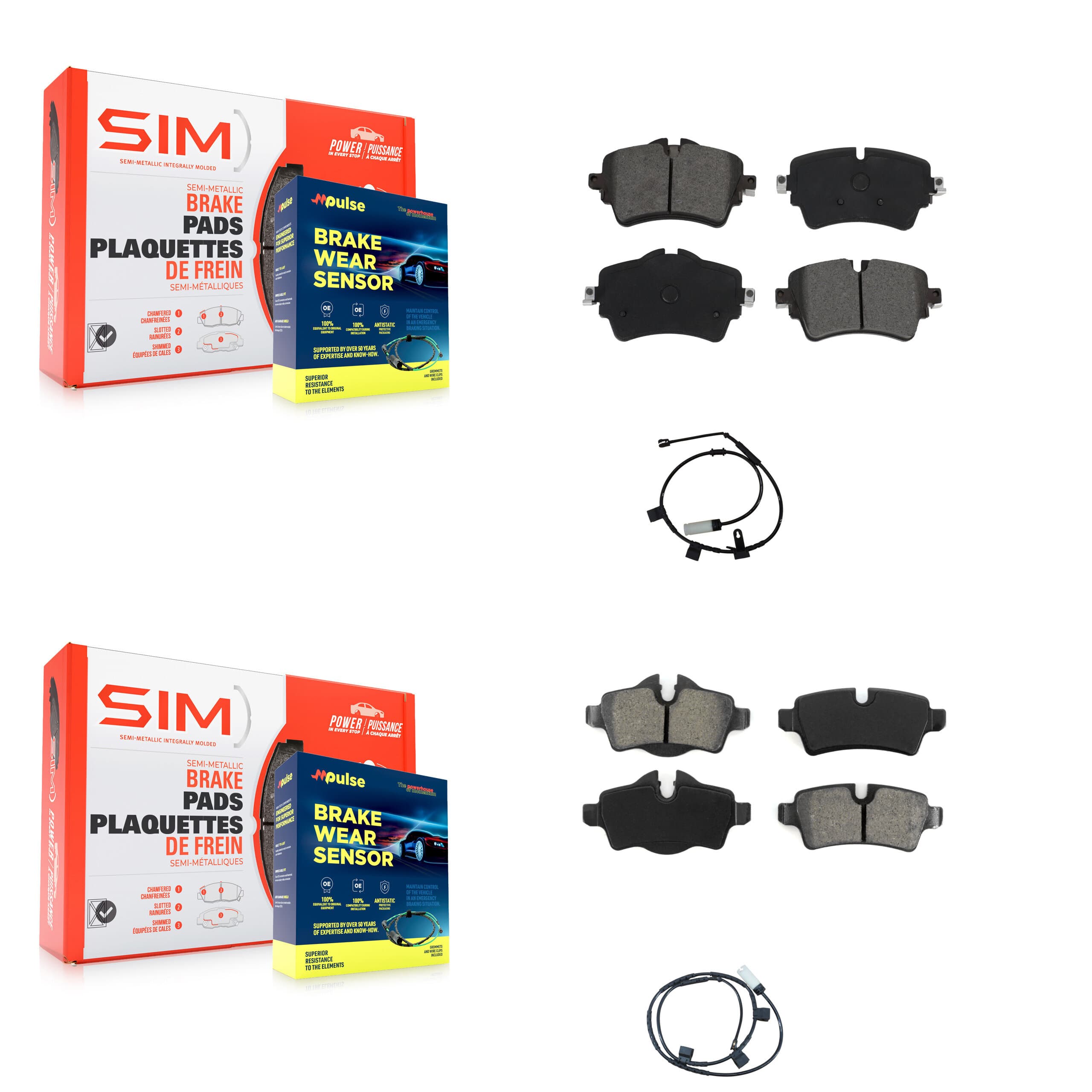SIM - KSW-100001 - Front and Rear Disc Brake Pad Kits image 1