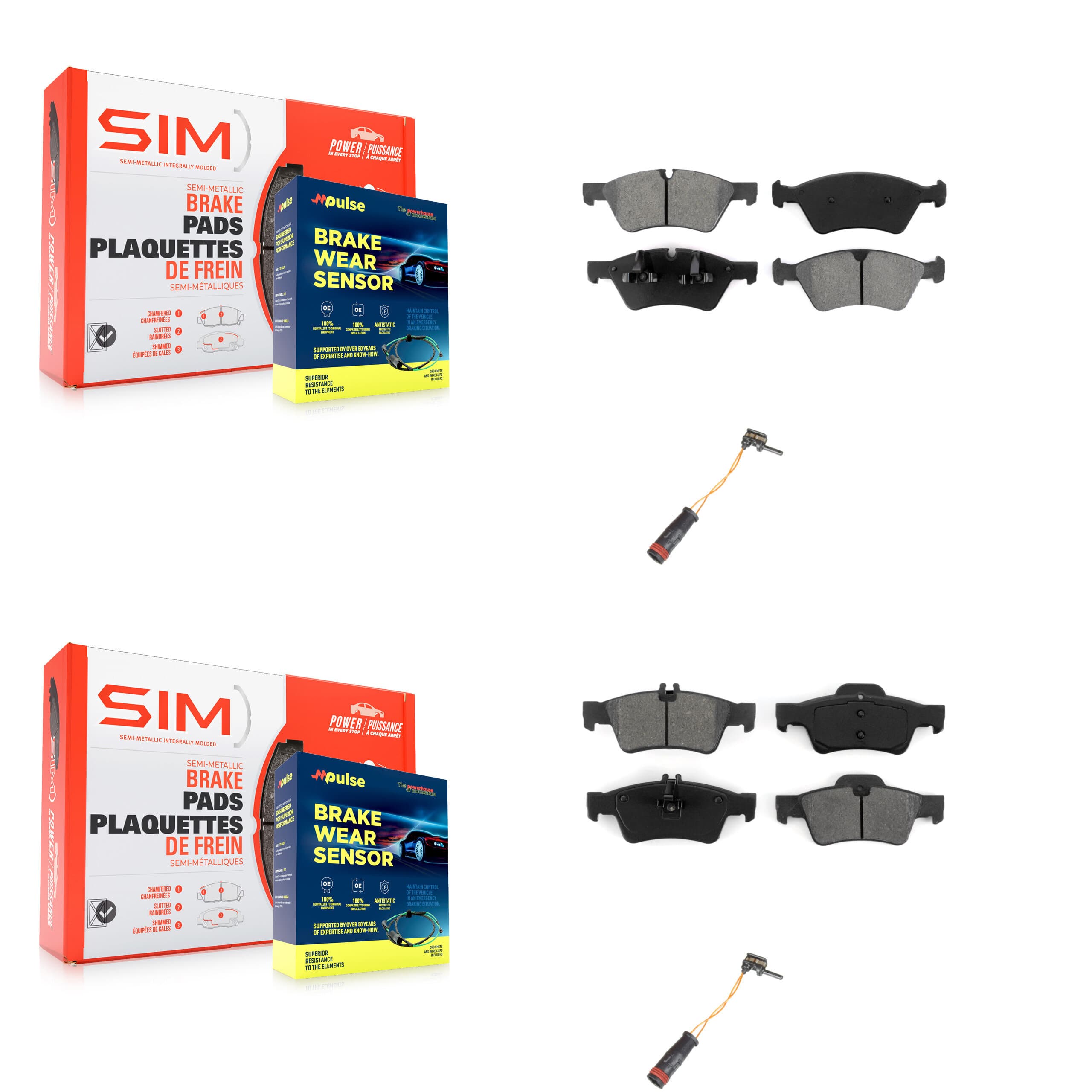 SIM - KSW-100017 - Front and Rear Disc Brake Pad Kits image 1
