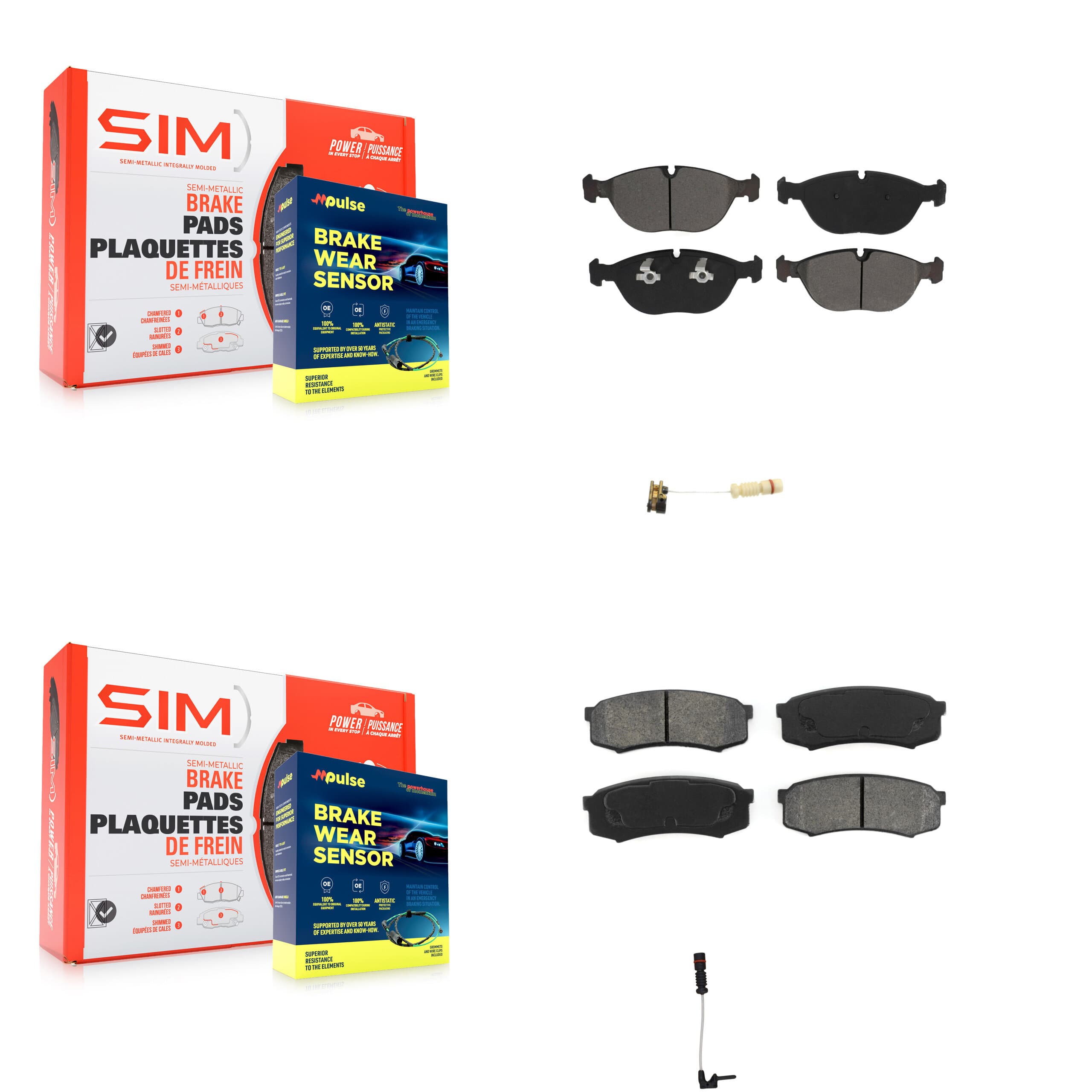 SIM - KSW-100019 - Front and Rear Disc Brake Pad Kits image 1