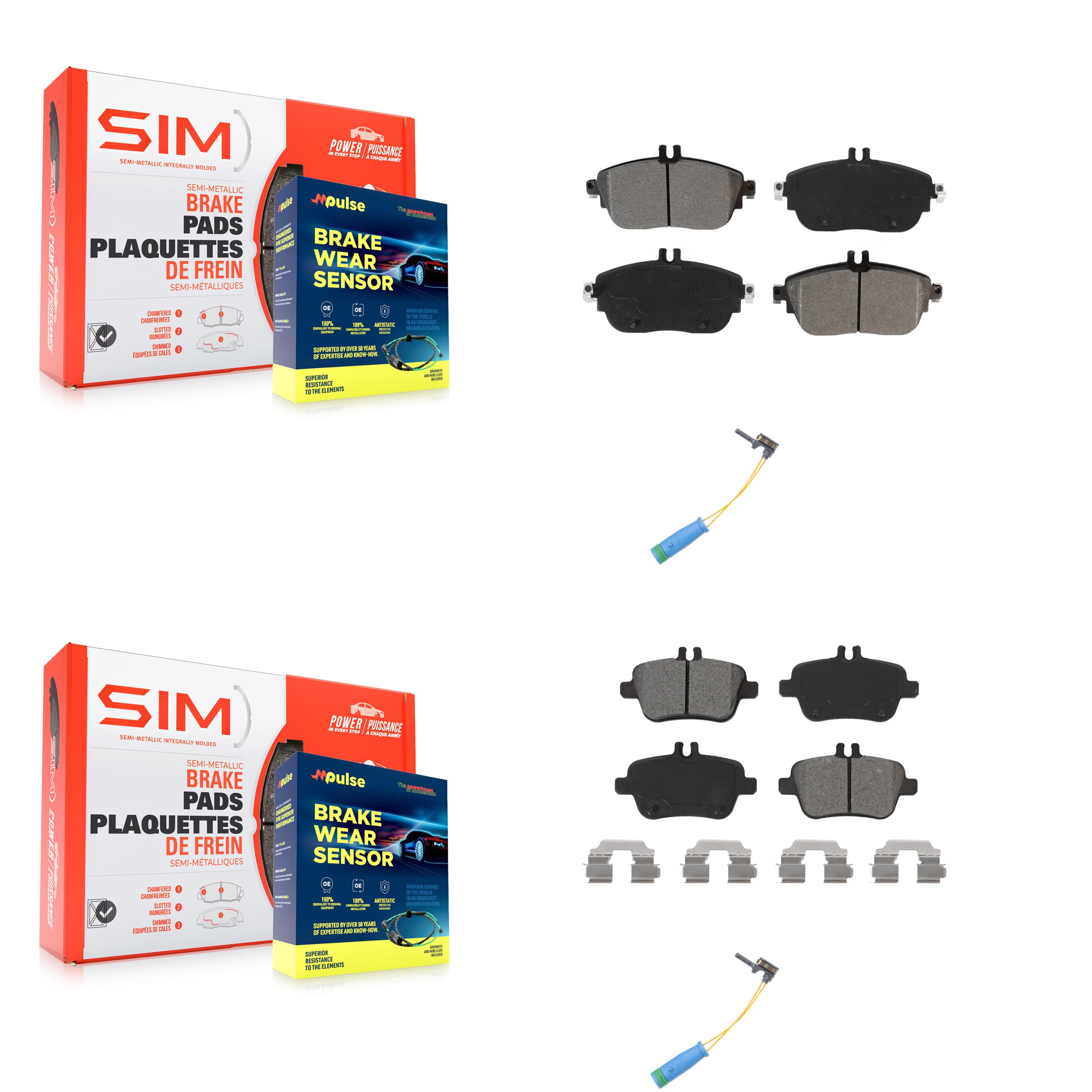 SIM - KSW-100023 - Front and Rear Disc Brake Pad Kits image 1