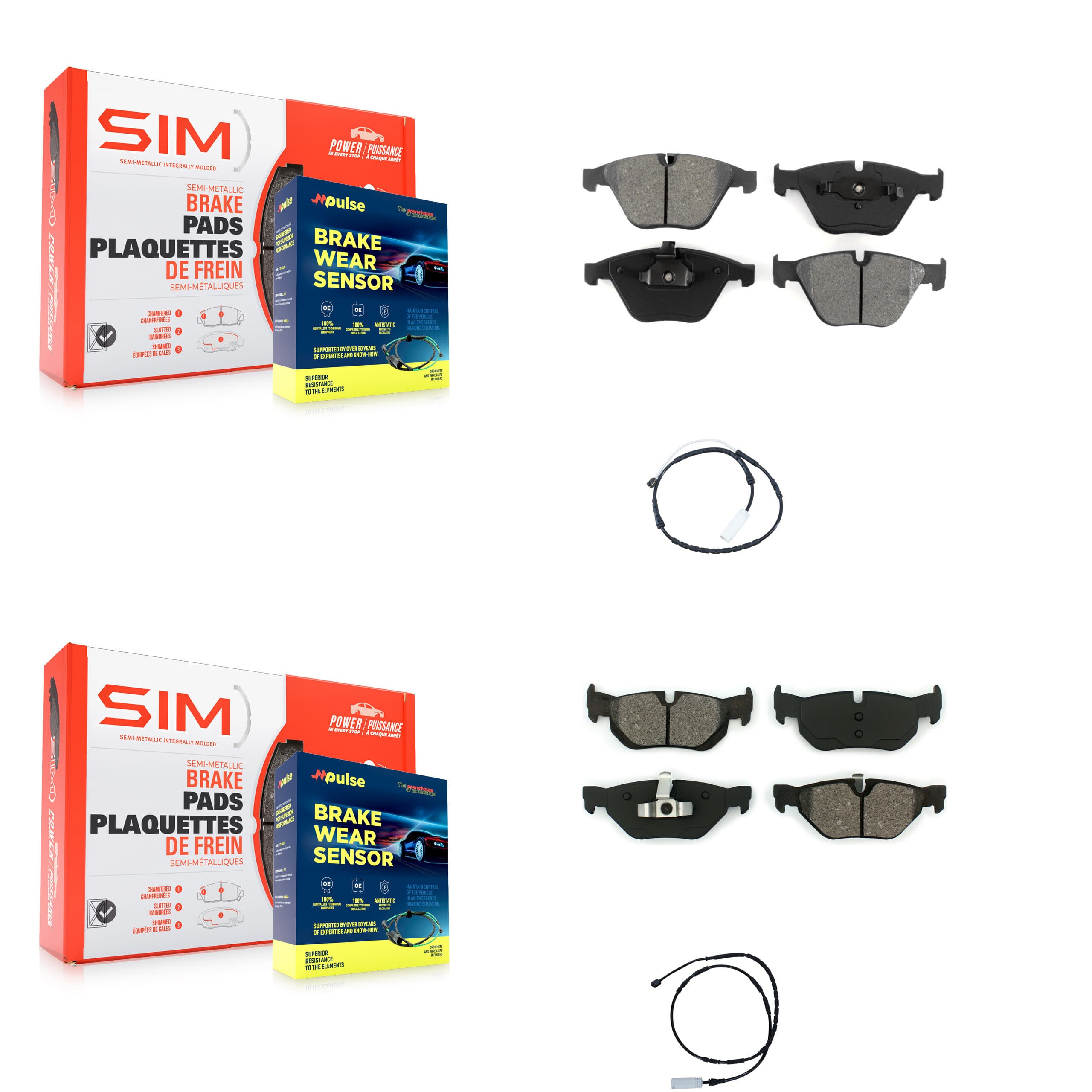SIM - KSW-100086 - Front and Rear Disc Brake Pad Kits image 1