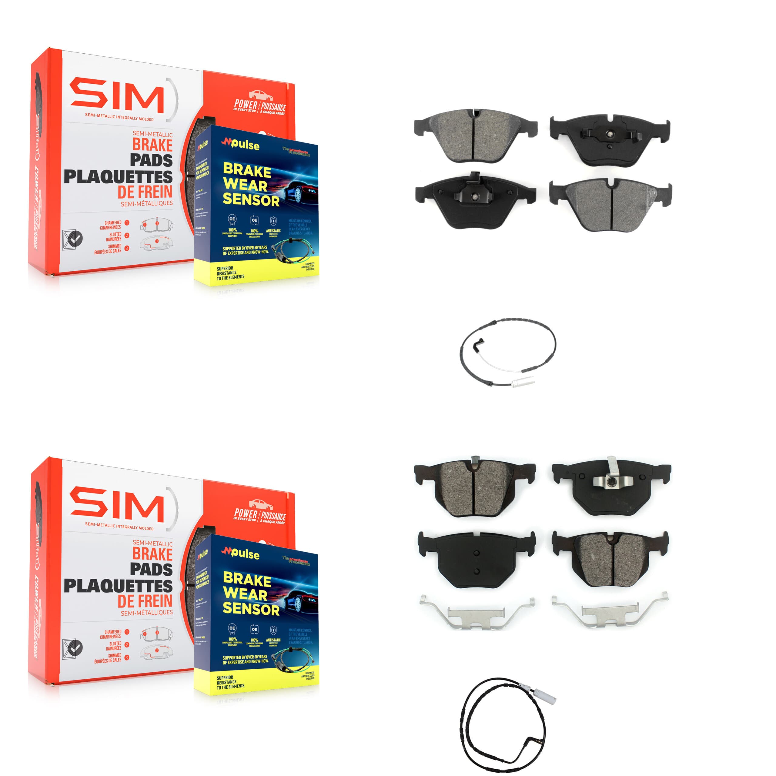 SIM - KSW-100095 - Front and Rear Disc Brake Pad Kits image 1