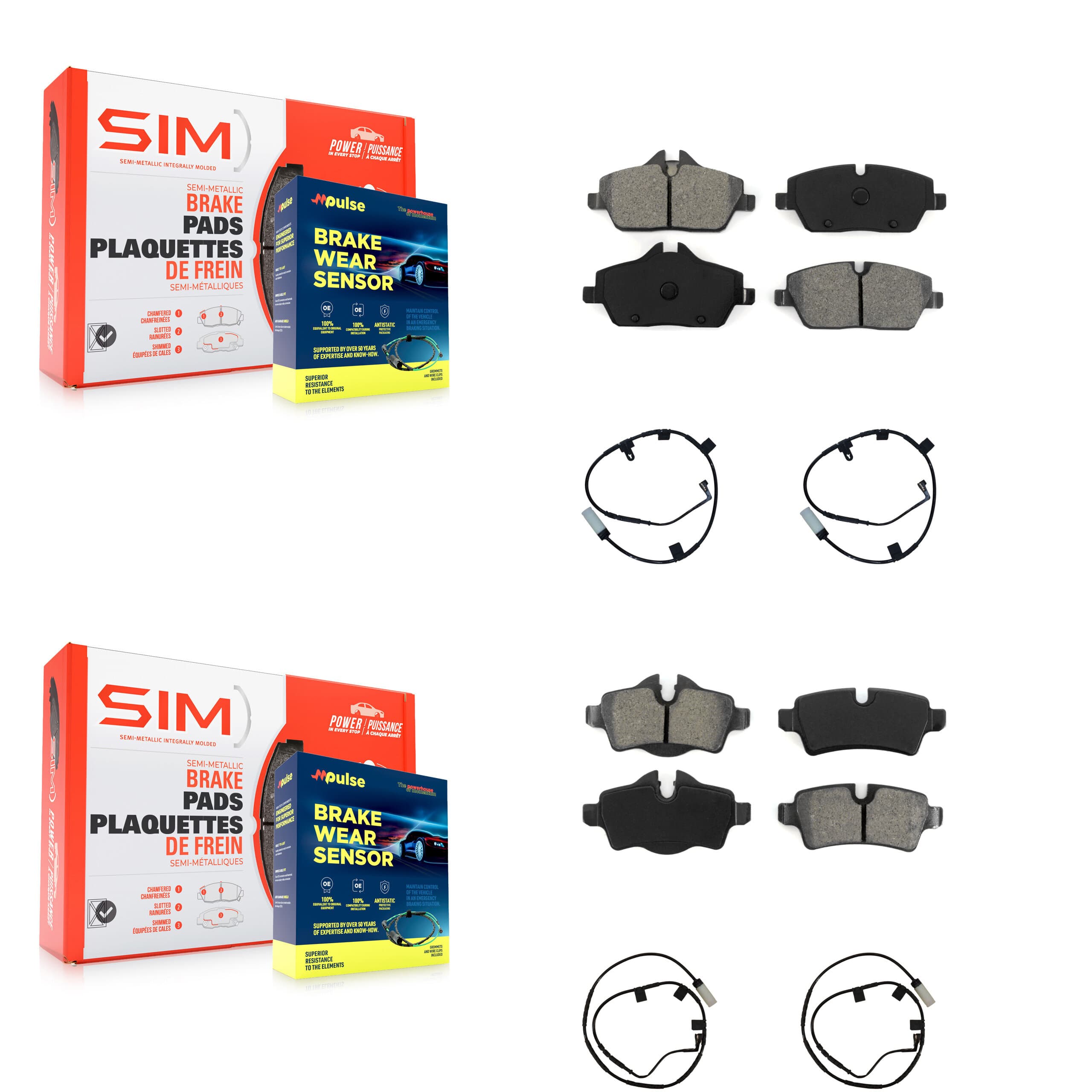 SIM - KSW-100110 - Front and Rear Disc Brake Pad Kits image 1