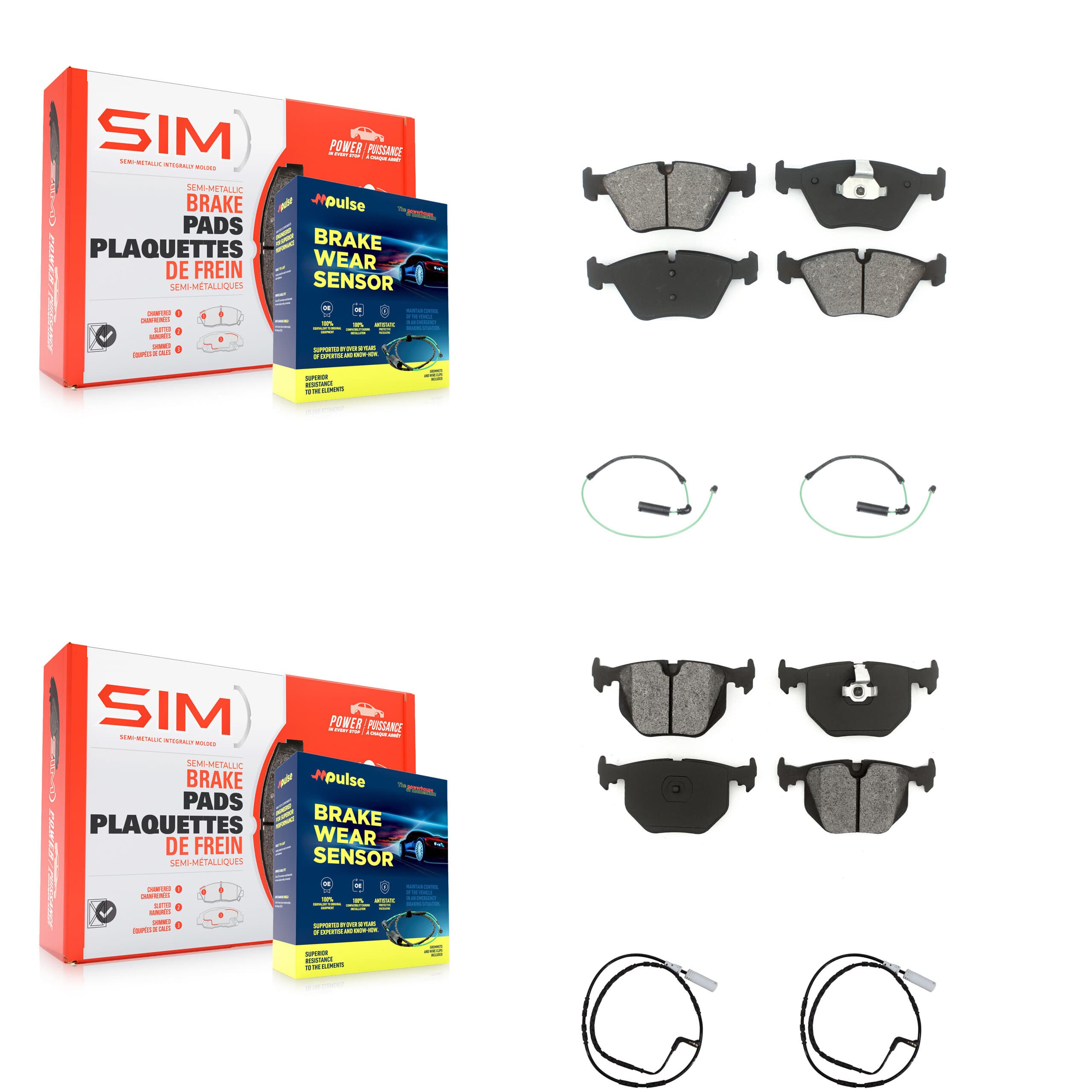SIM - KSW-100129 - Front and Rear Disc Brake Pad Kits image 1