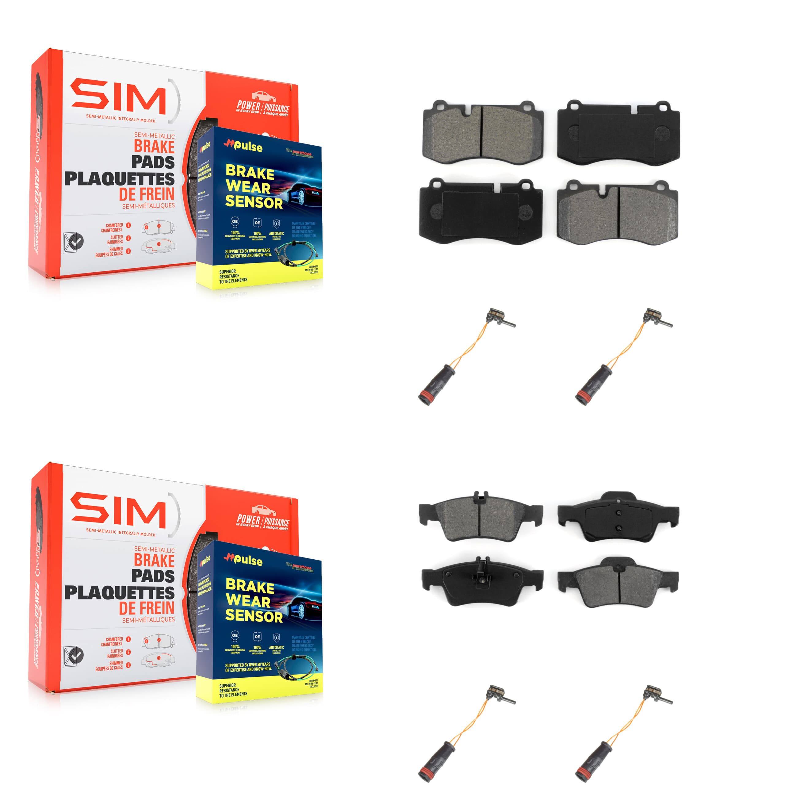 SIM - KSW-100167 - Front and Rear Disc Brake Pad Kits image 1