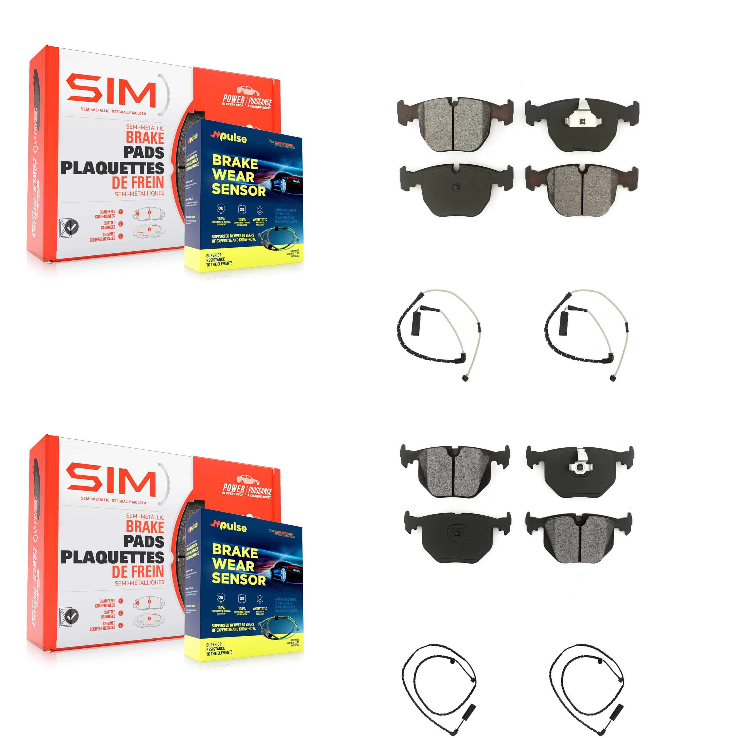SIM - KSW-100189 - Front and Rear Disc Brake Pad Kits image 1