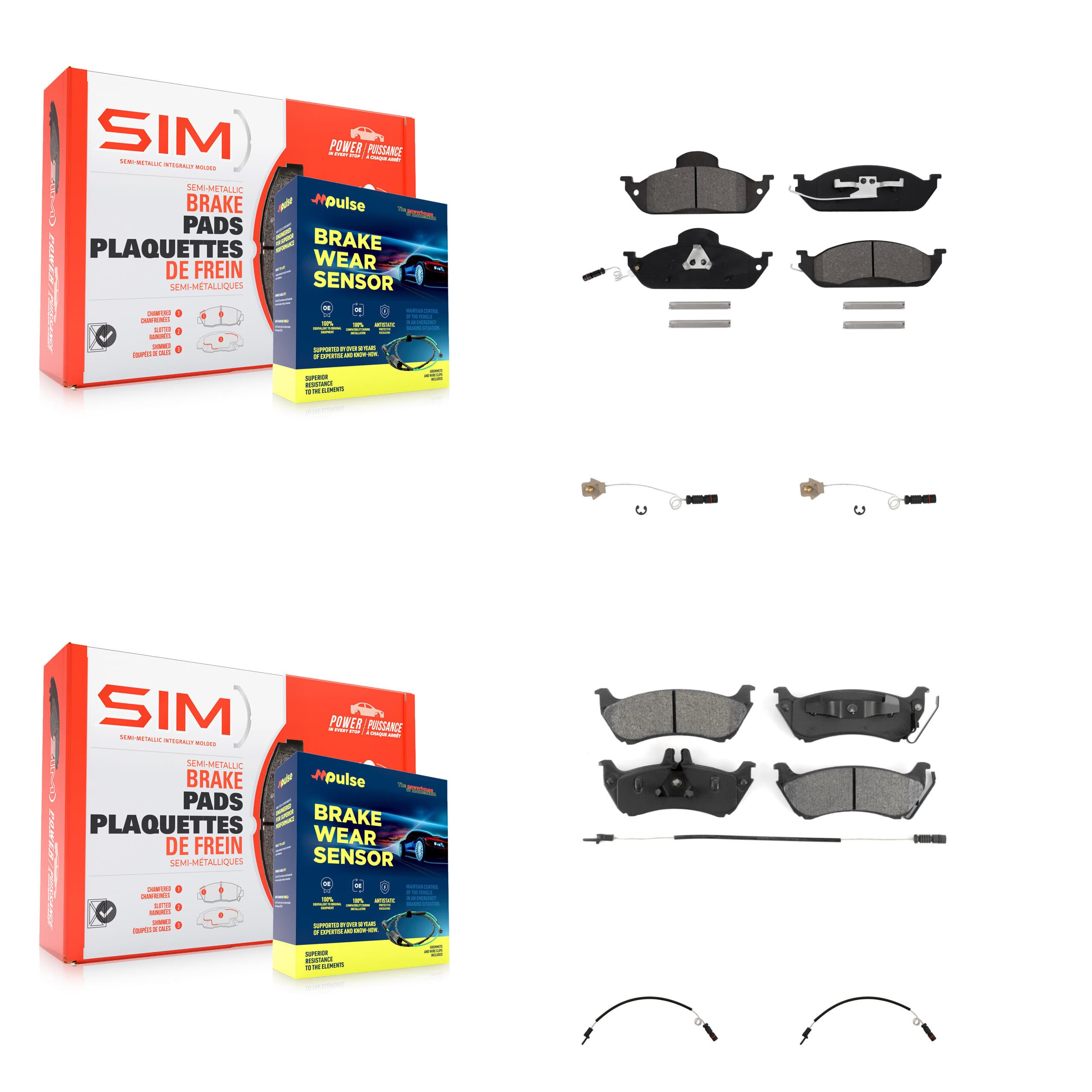 SIM - KSW-100196 - Front and Rear Disc Brake Pad Kits image 1