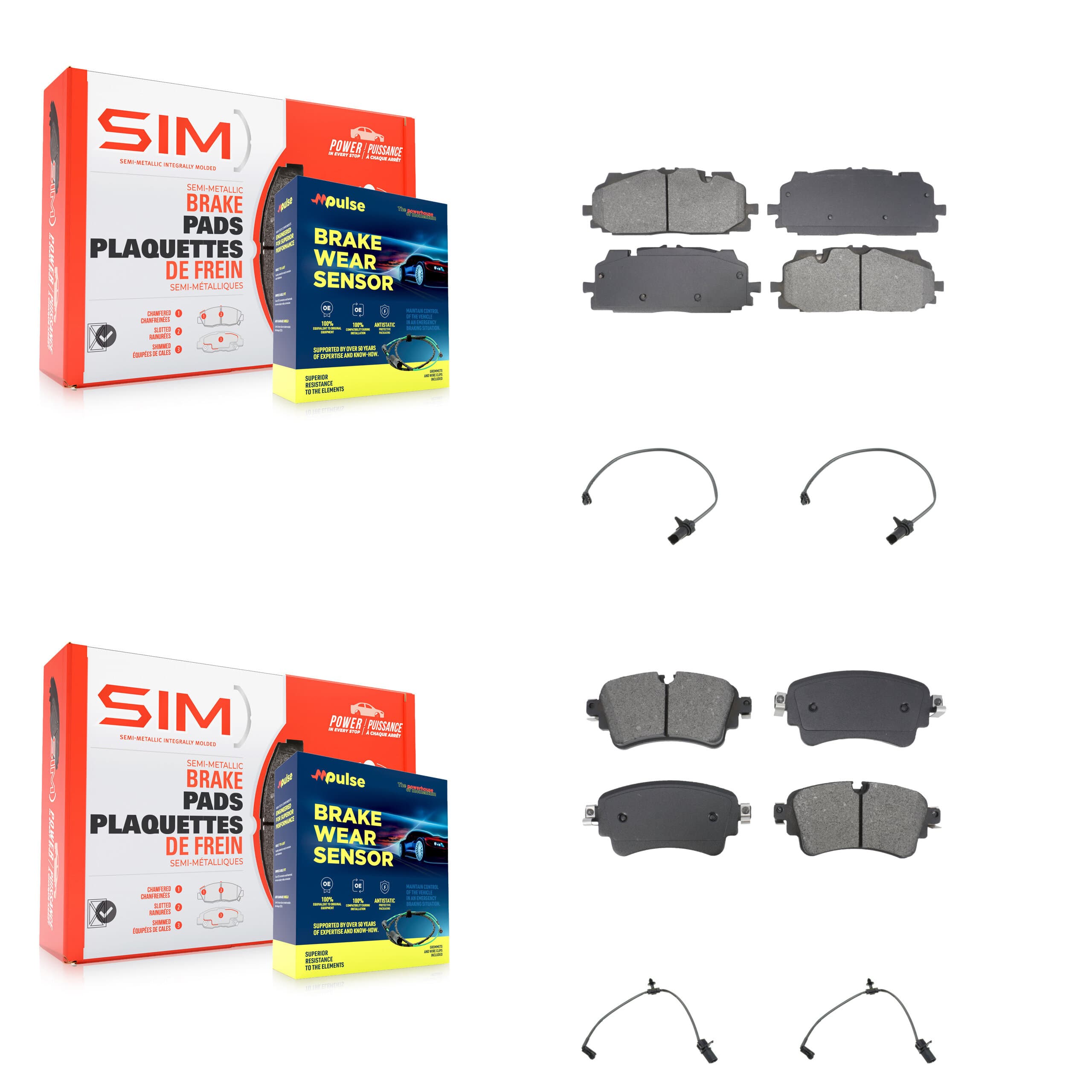 SIM - KSW-100716 - Front and Rear Disc Brake Pad Kits image 1