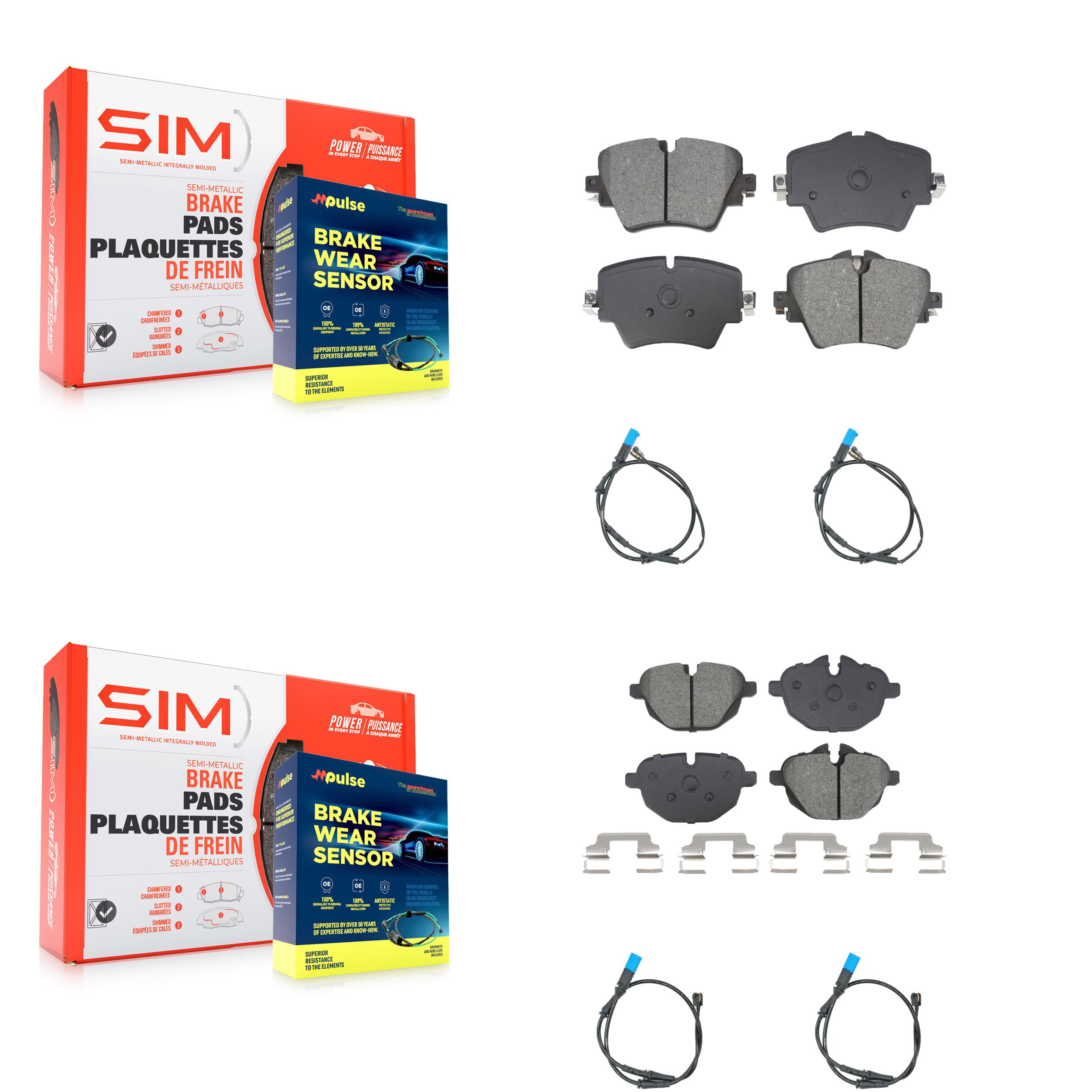 SIM - KSW-100727 - Front and Rear Disc Brake Pad Kits image 1