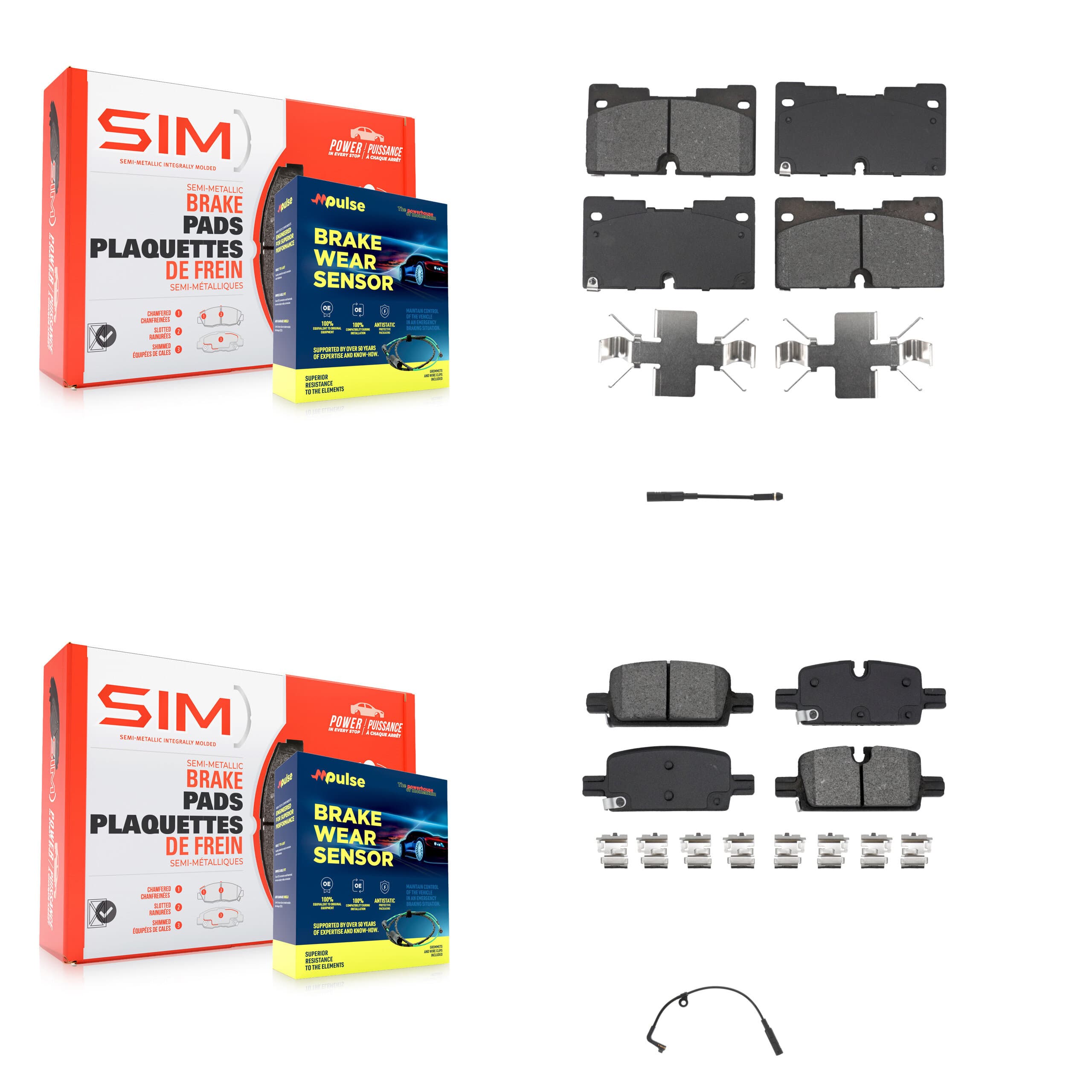 SIM - KSW-100747 - Front and Rear Disc Brake Pad Kits image 1