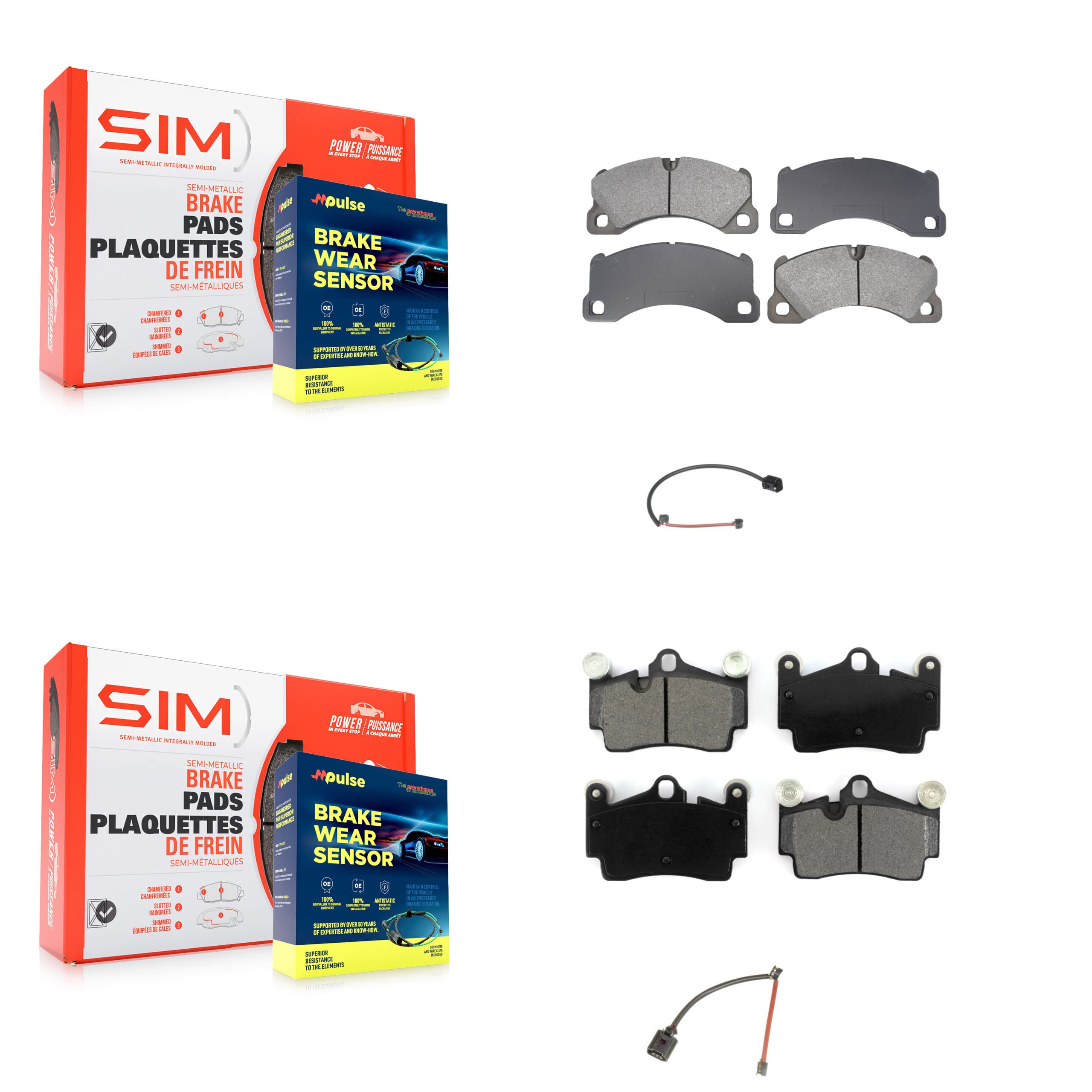 SIM - KSW-100845 - Front and Rear Disc Brake Pad Kits image 1