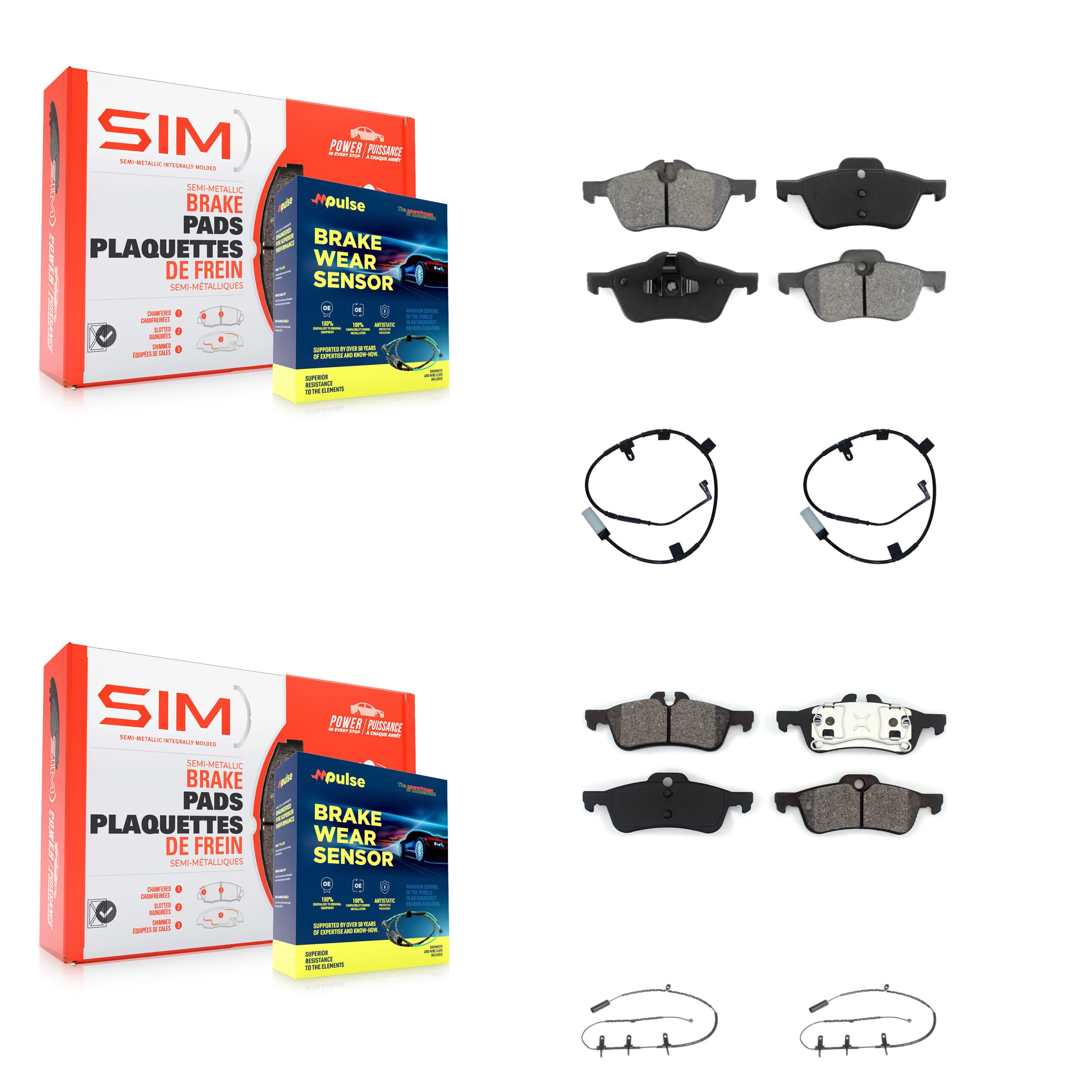 SIM - KSW-100873 - Front and Rear Disc Brake Pad Kits image 1