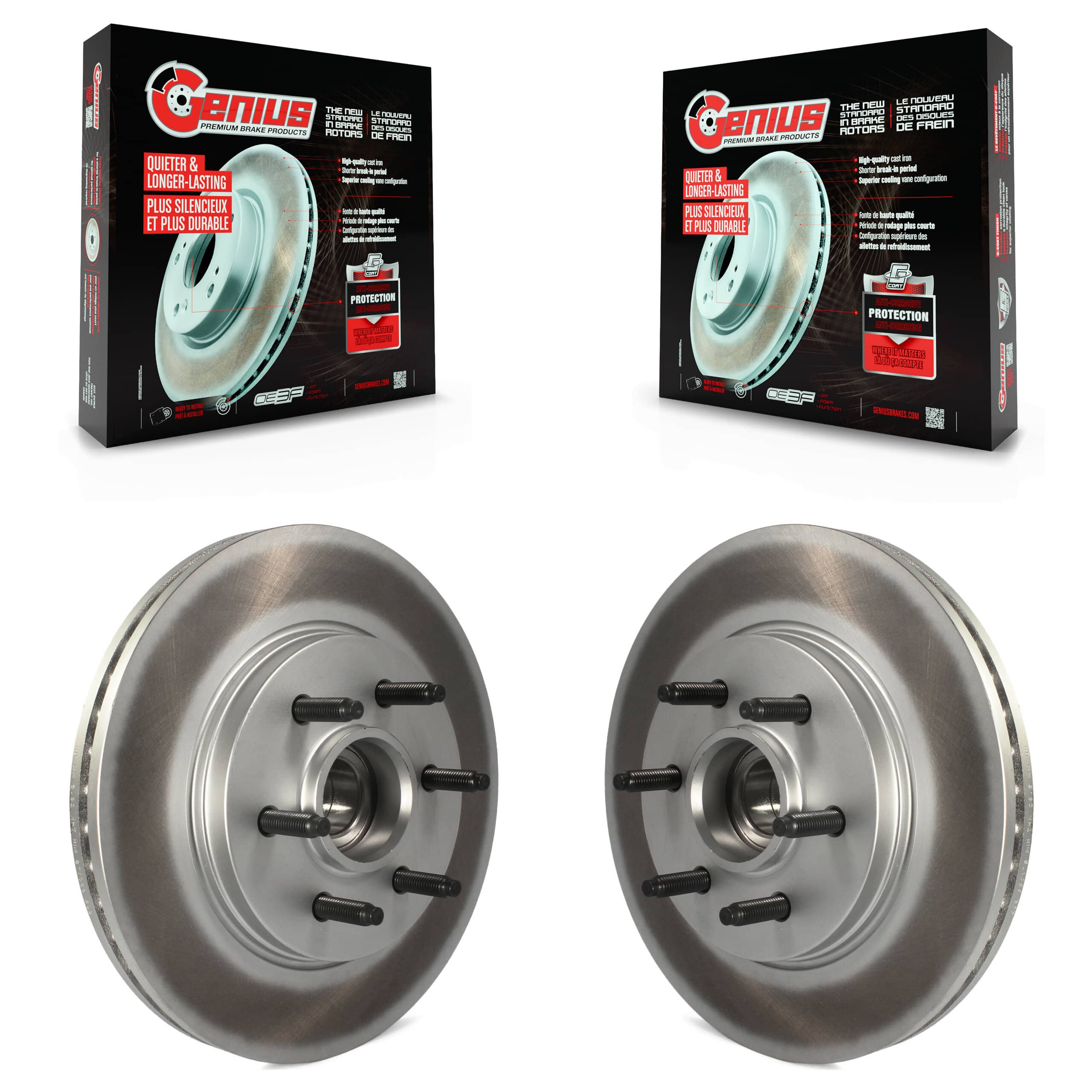 Genius - KG-100007 - Front Disc Brake Rotor and Hub Assembly Kits