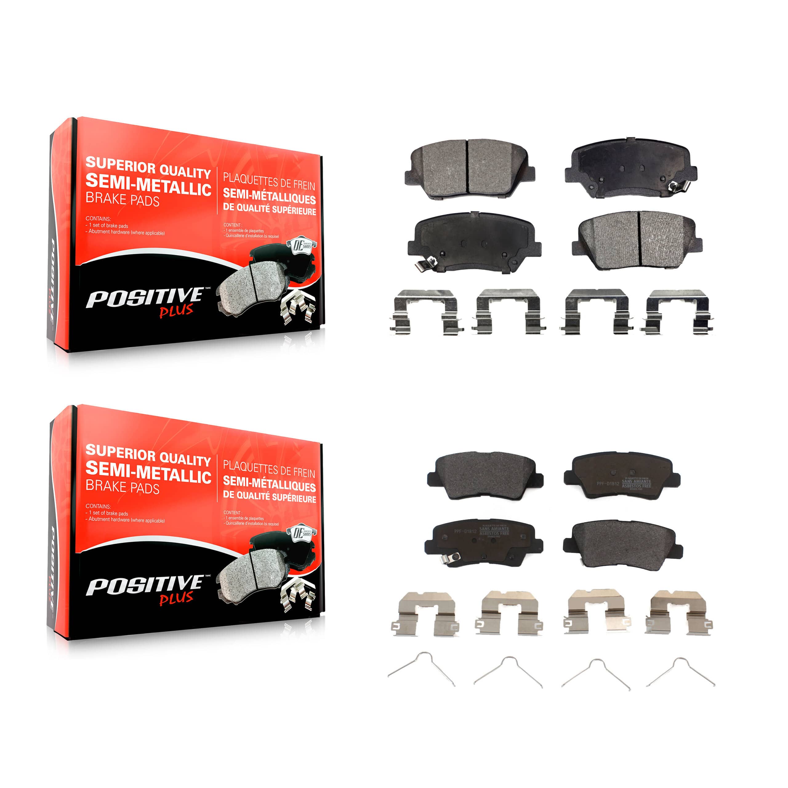 Positive Plus - KPF-100186 - Front and Rear Disc Brake Pad Kits