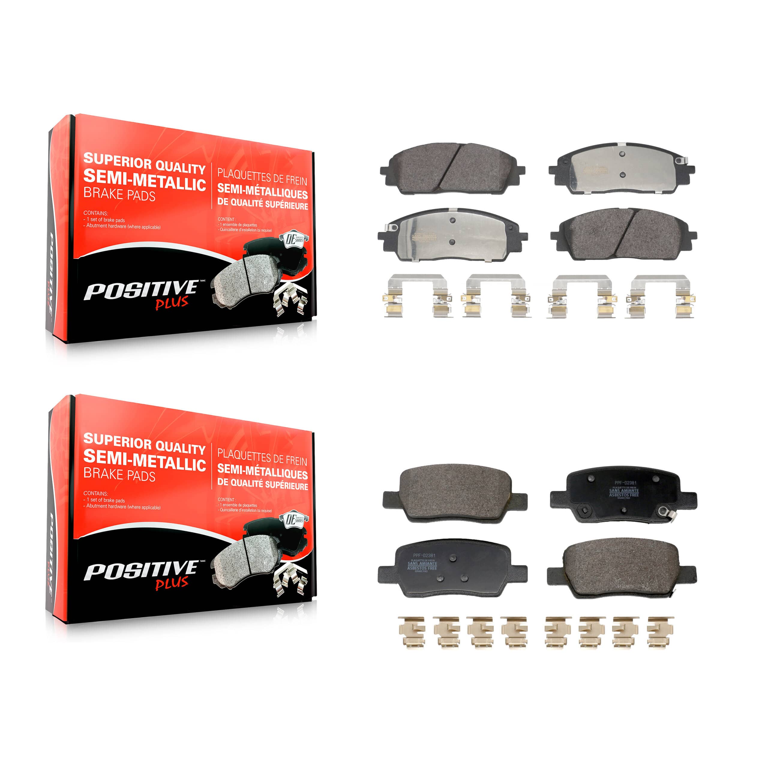 Positive Plus - KPF-100748 - Front and Rear Disc Brake Pad Kits