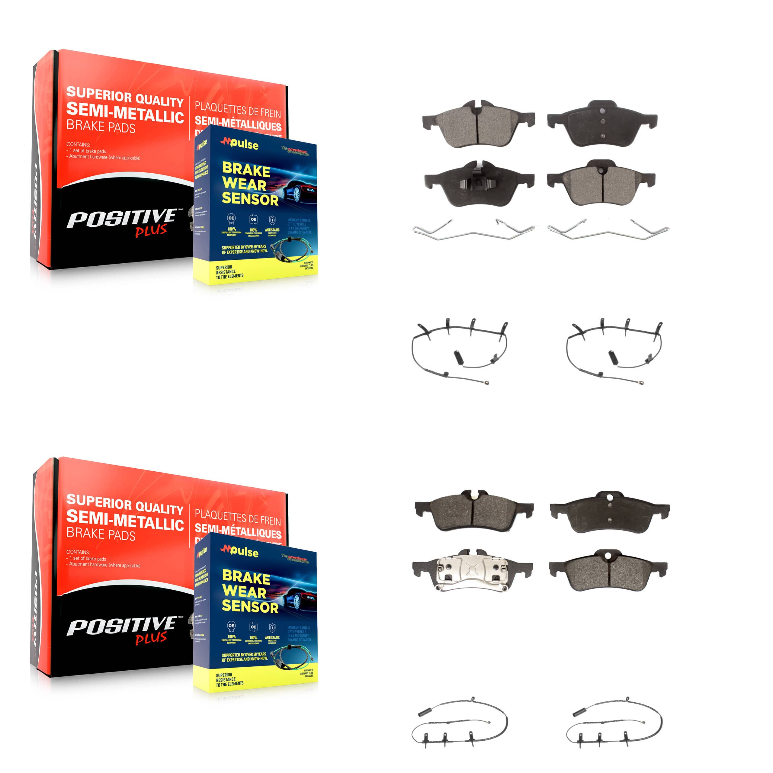 Positive Plus - KPW-100222 - Front and Rear Disc Brake Pad Kits