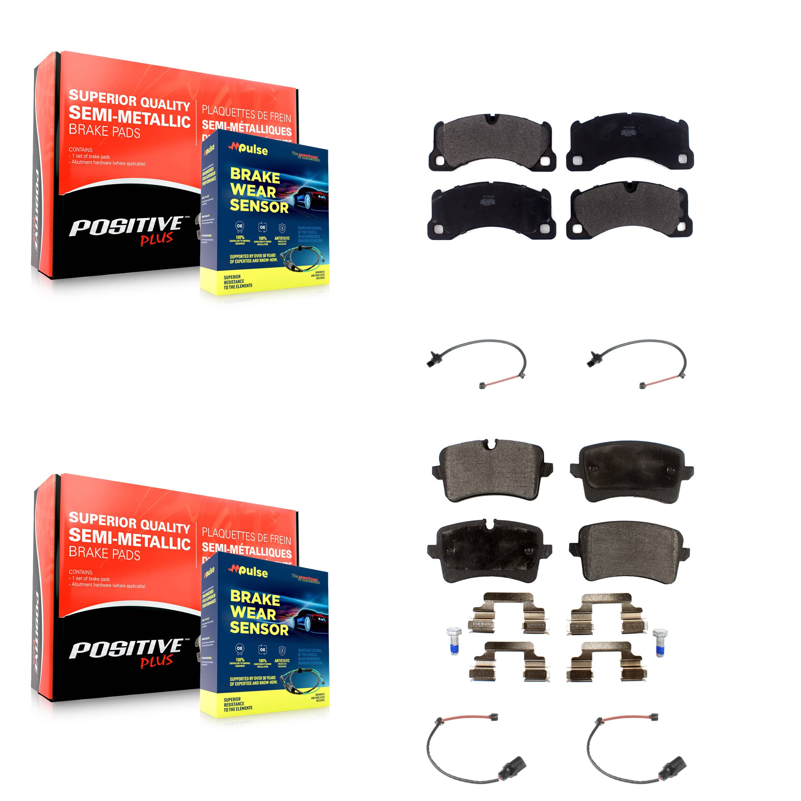 Positive Plus - KPW-100229 - Front and Rear Disc Brake Pad Kits