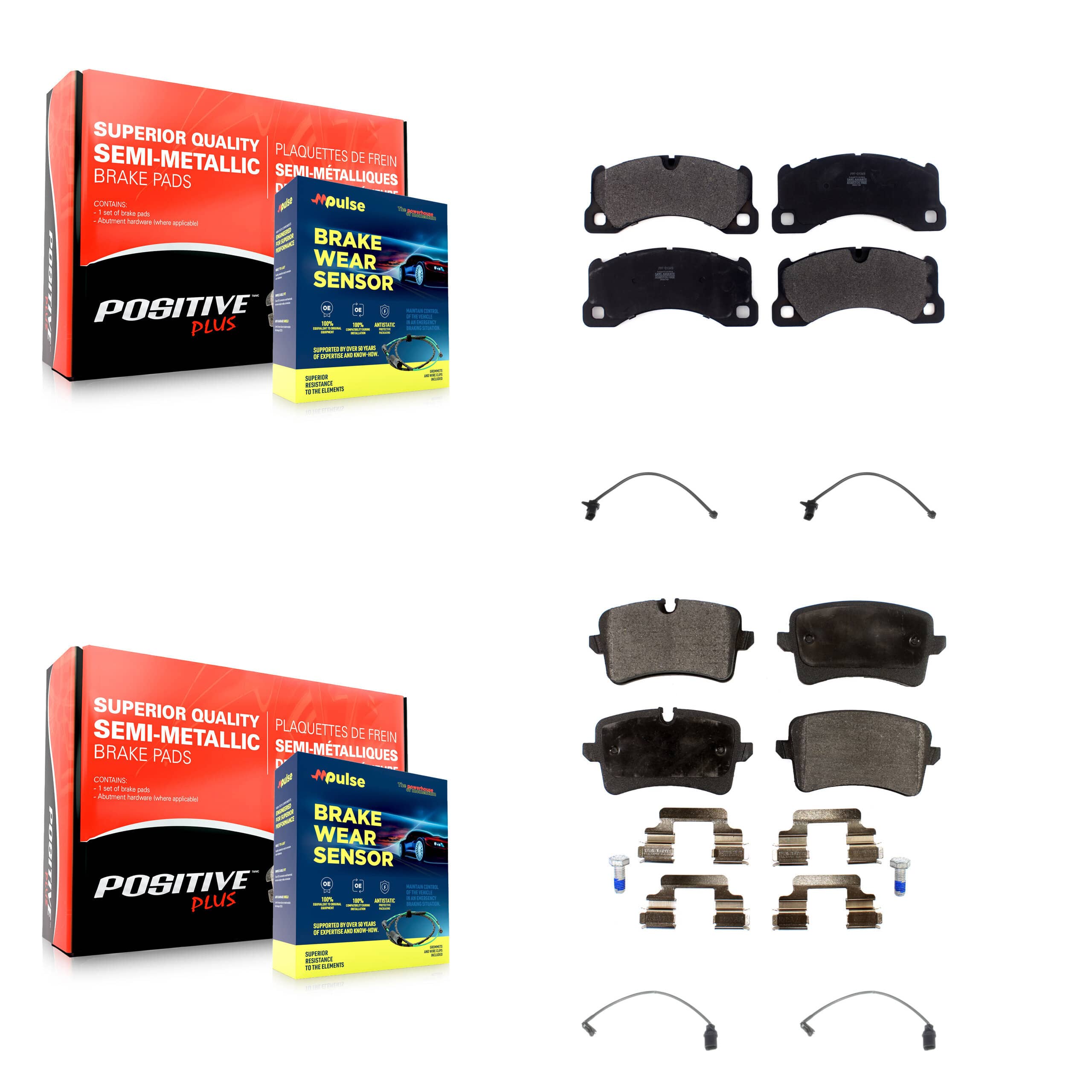 Positive Plus - KPW-100230 - Front and Rear Disc Brake Pad Kits